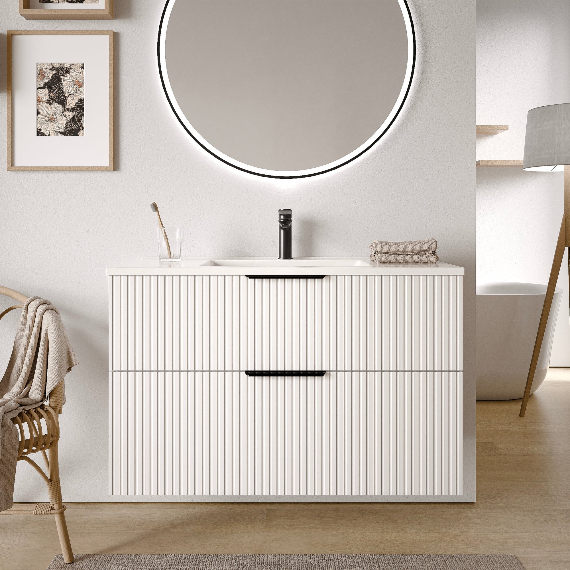 Ensemble de meubles de salle de bain TIM 100 cm avec lavabo