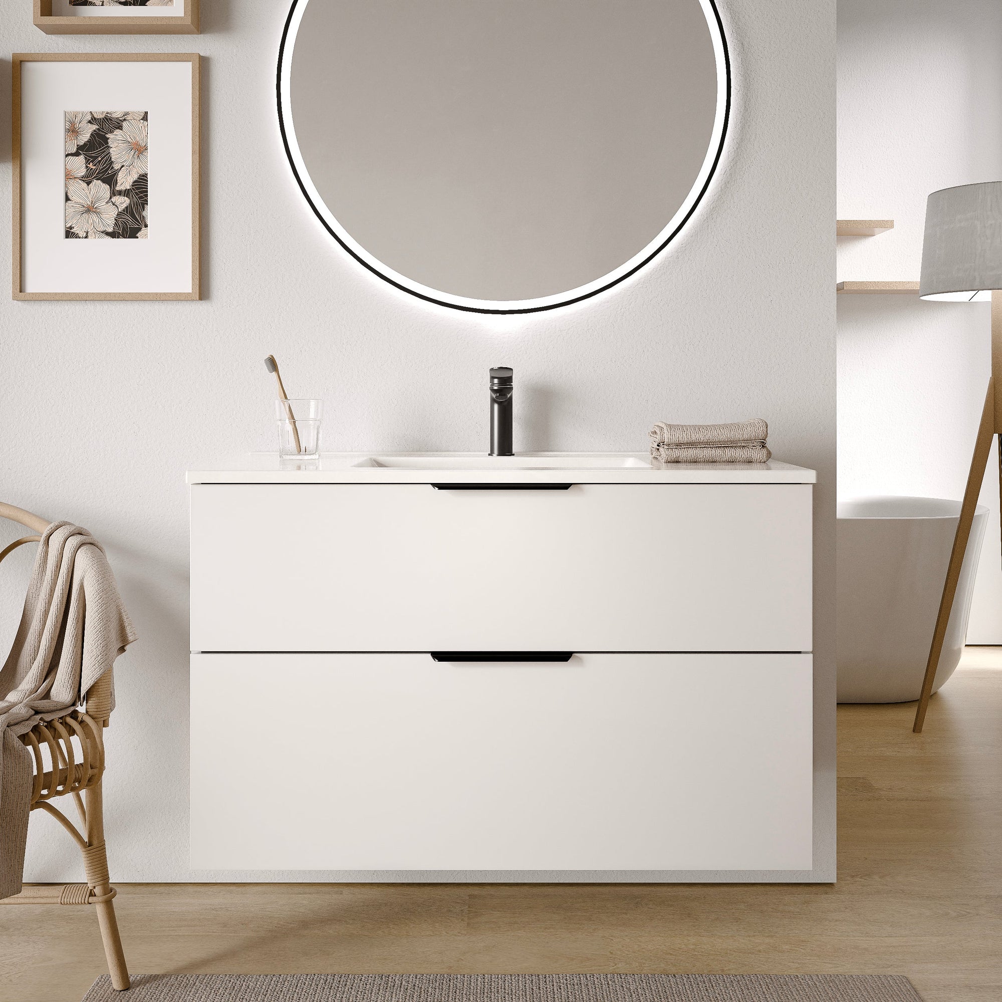 Ensemble de meubles de salle de bain TIM 100 cm avec lavabo