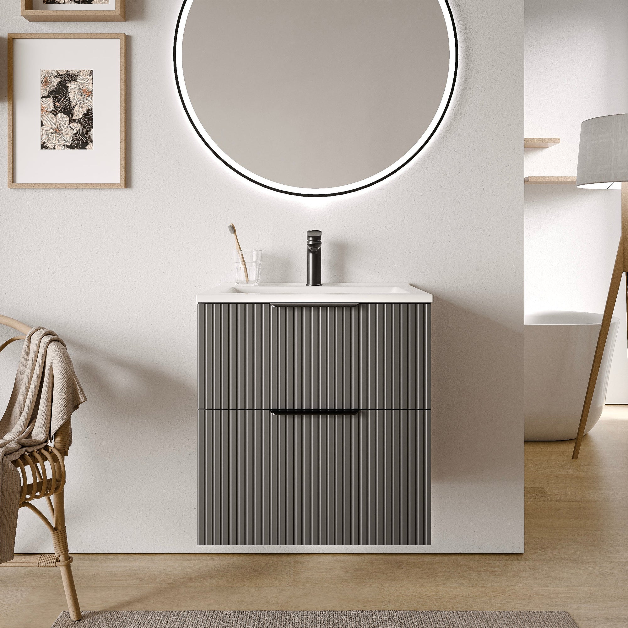 Ensemble de meubles de salle de bain TIM 60 cm avec lavabo