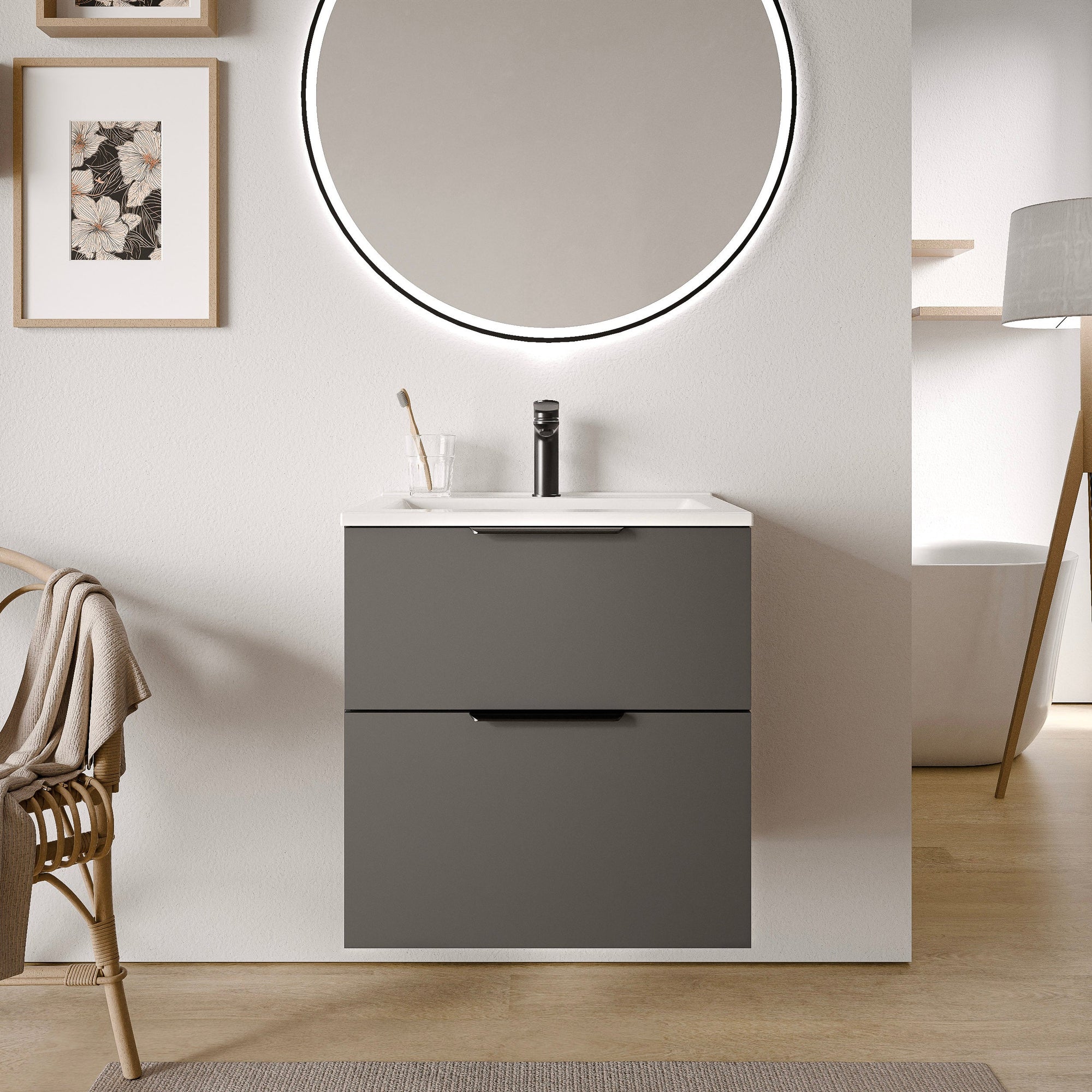 Ensemble de meubles de salle de bain TIM 60 cm avec lavabo