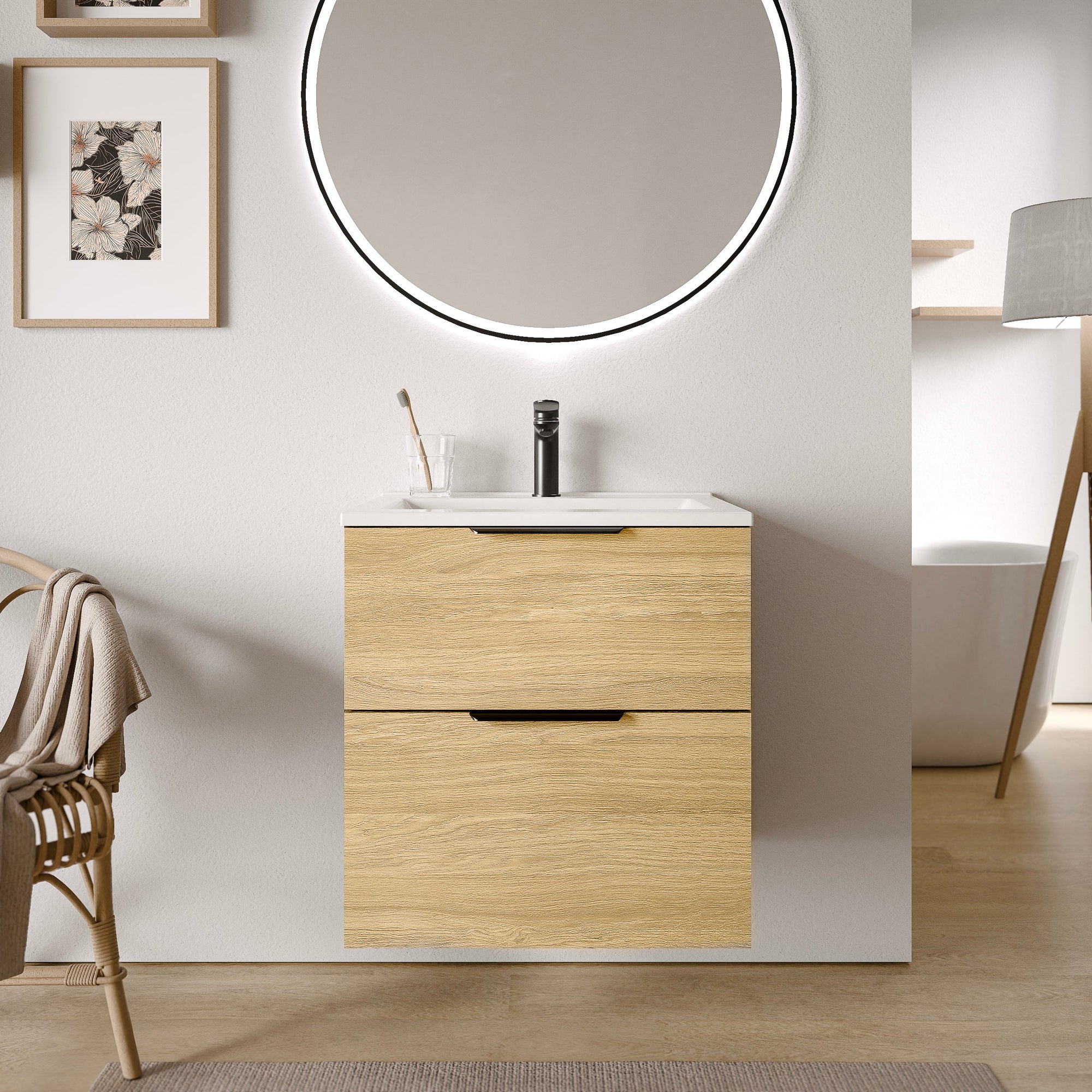 Ensemble de meubles de salle de bain TIM 60 cm avec lavabo