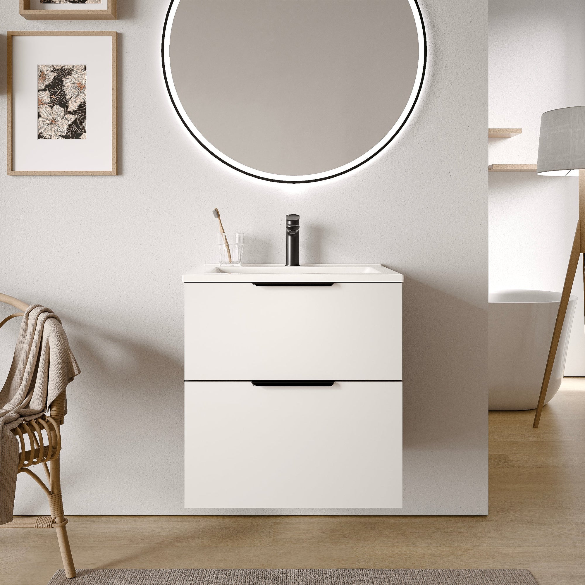 Ensemble de meubles de salle de bain TIM 60 cm avec lavabo