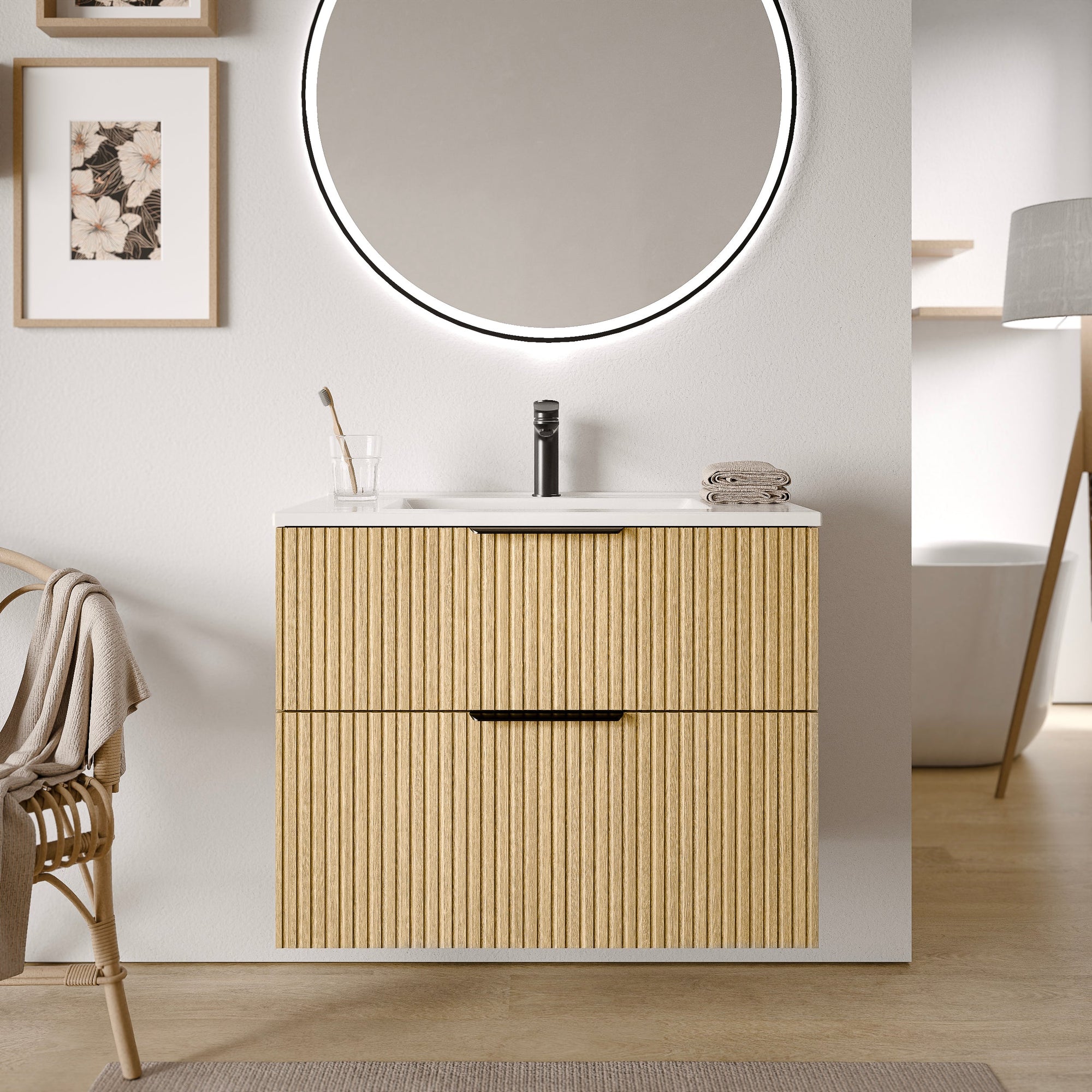Ensemble de meubles de salle de bain TIM 80 cm avec vasque en céramique