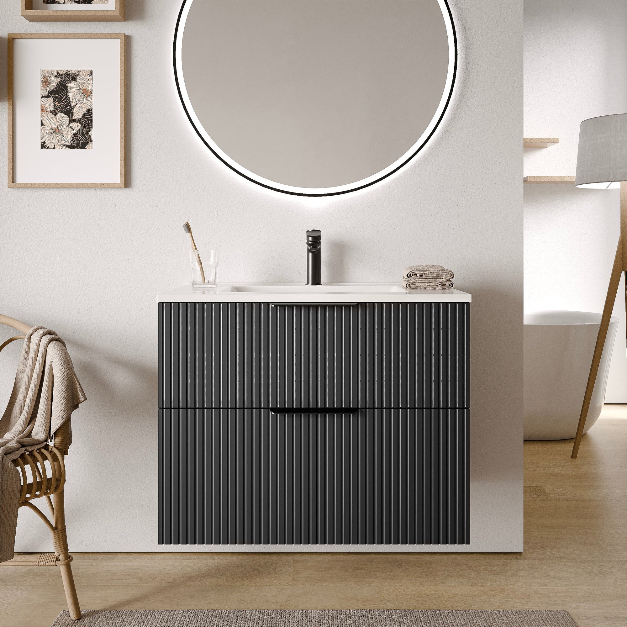 Ensemble de meubles de salle de bain TIM 80 cm avec vasque en céramique
