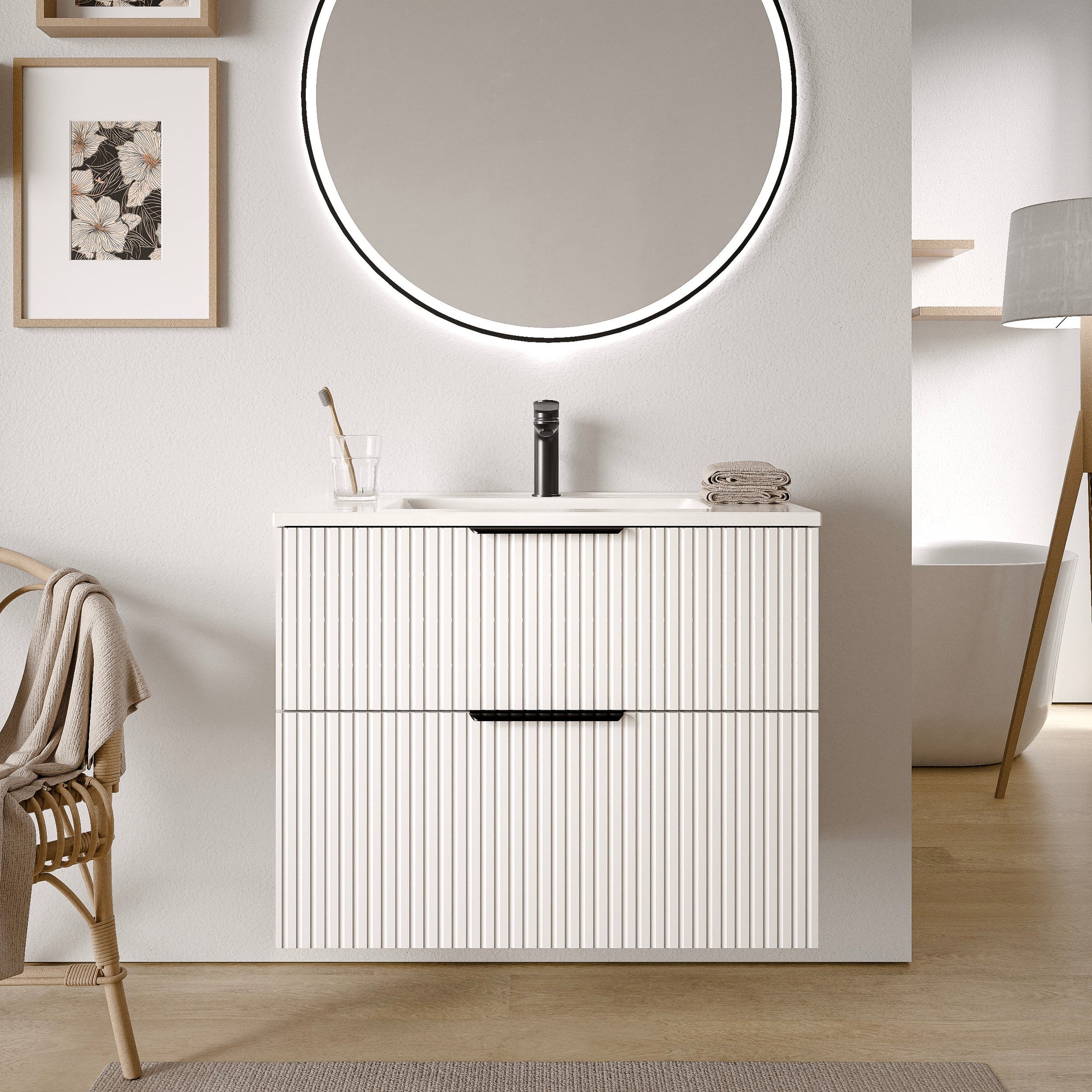 Ensemble de meubles de salle de bain TIM 80 cm avec vasque en céramique