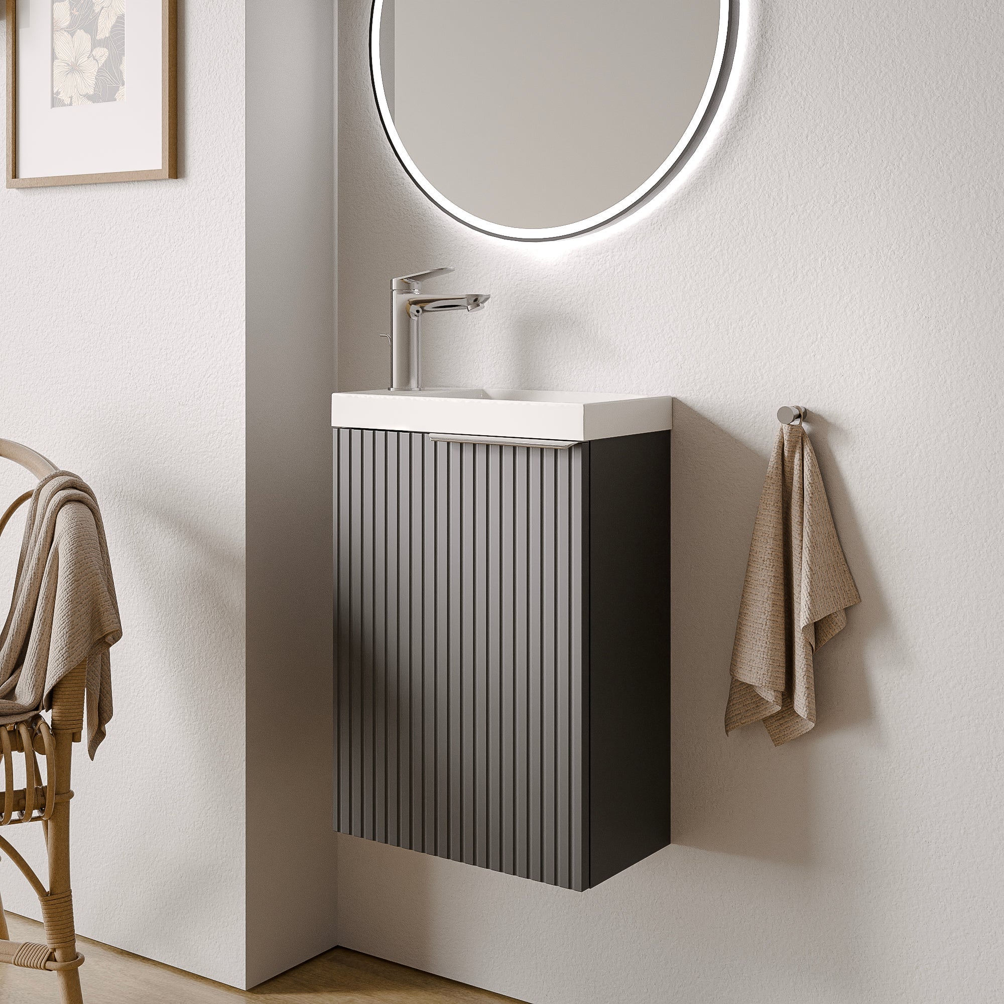 Ensemble de meubles de salle de bain WC invités TIM 40 cm avec lavabo