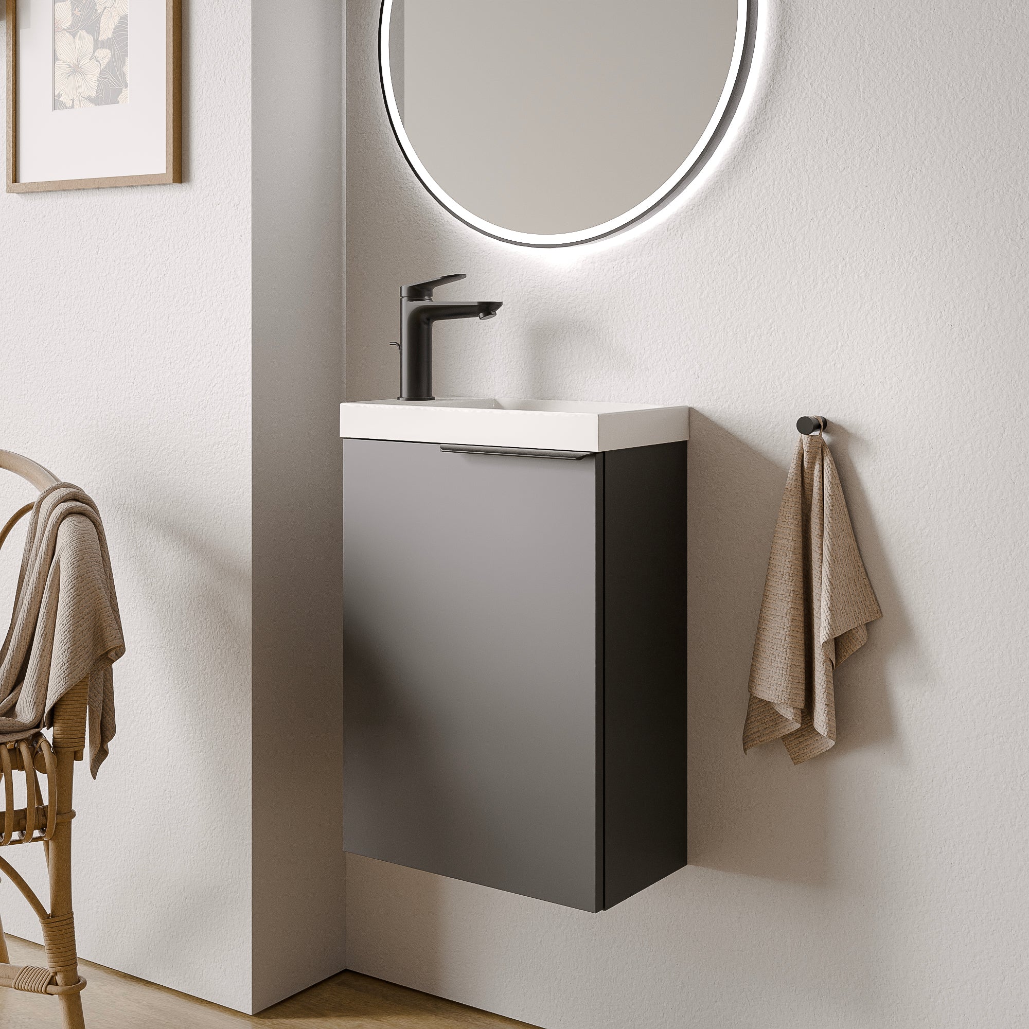 Ensemble de meubles de salle de bain WC invités TIM 40 cm avec lavabo