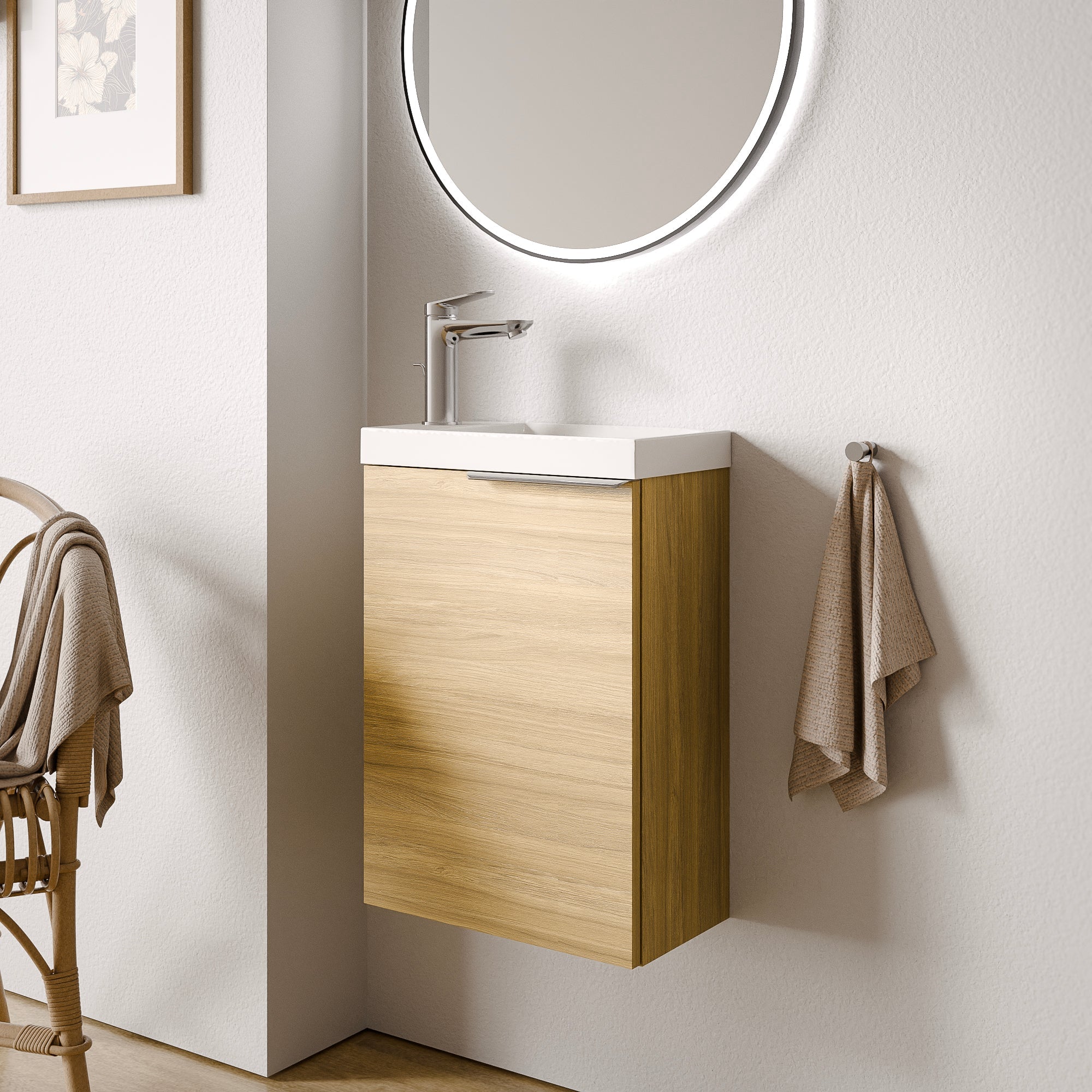 Ensemble de meubles de salle de bain WC invités TIM 40 cm avec lavabo