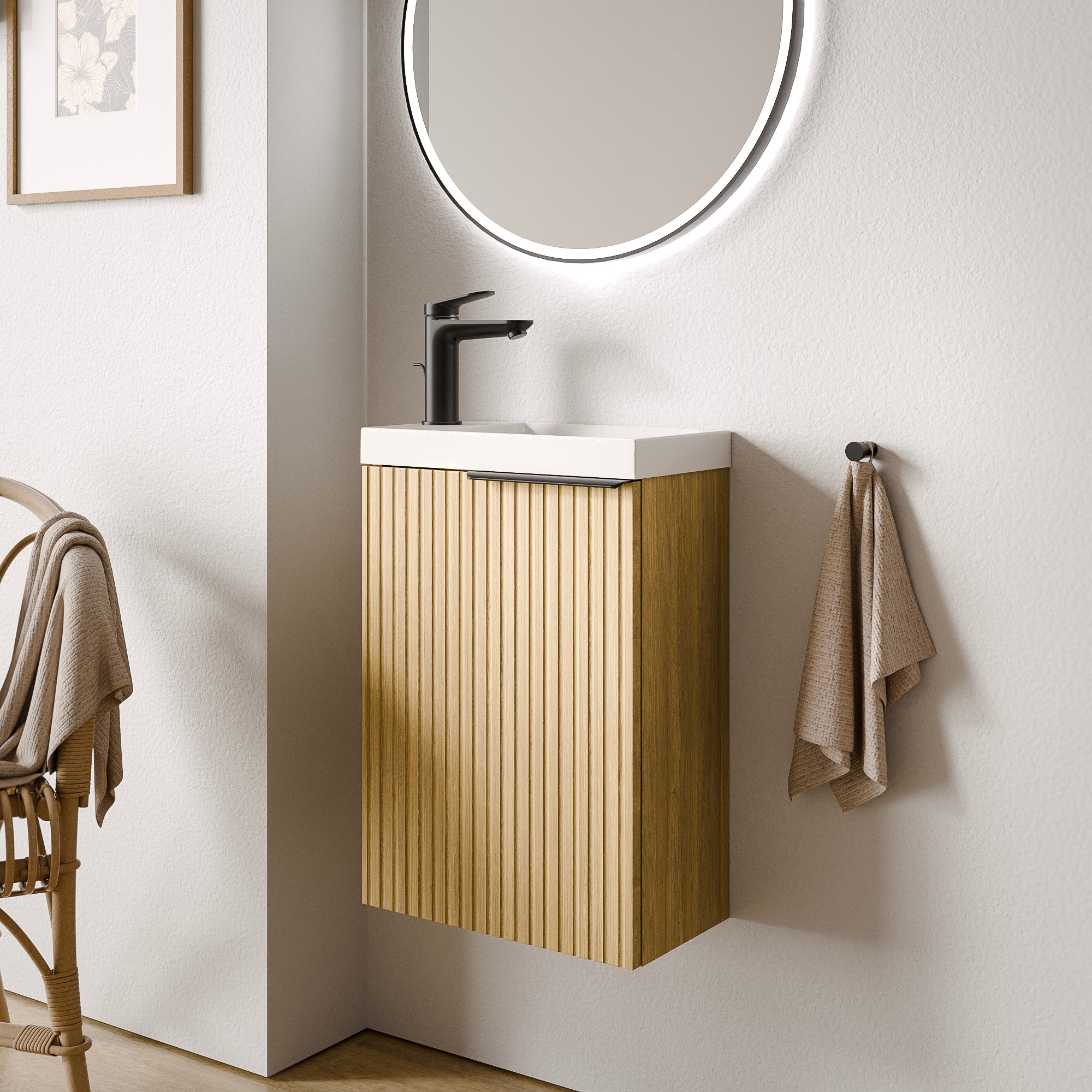 Ensemble de meubles de salle de bain WC invités TIM 40 cm avec lavabo