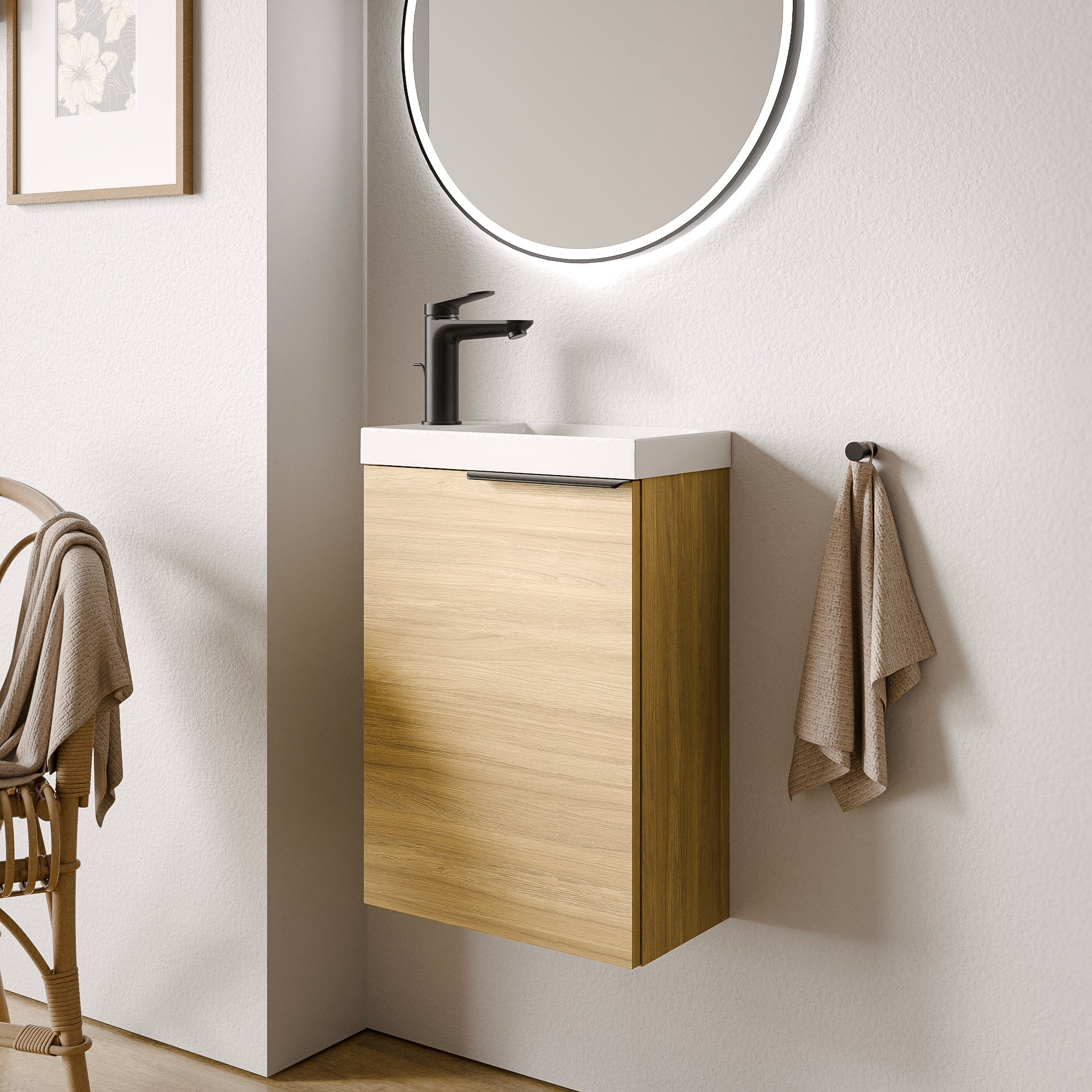 Ensemble de meubles de salle de bain WC invités TIM 40 cm avec lavabo
