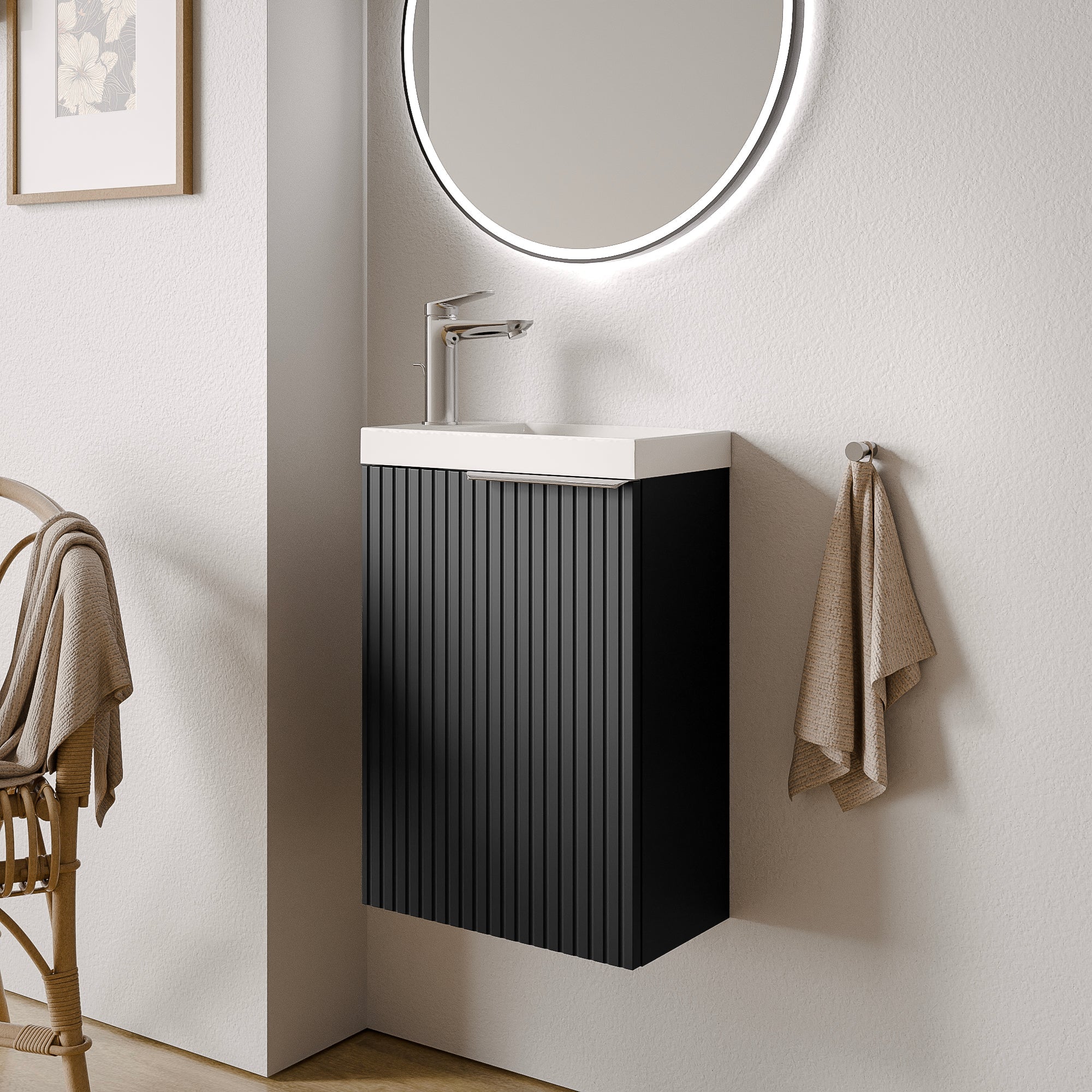 Ensemble de meubles de salle de bain WC invités TIM 40 cm avec lavabo