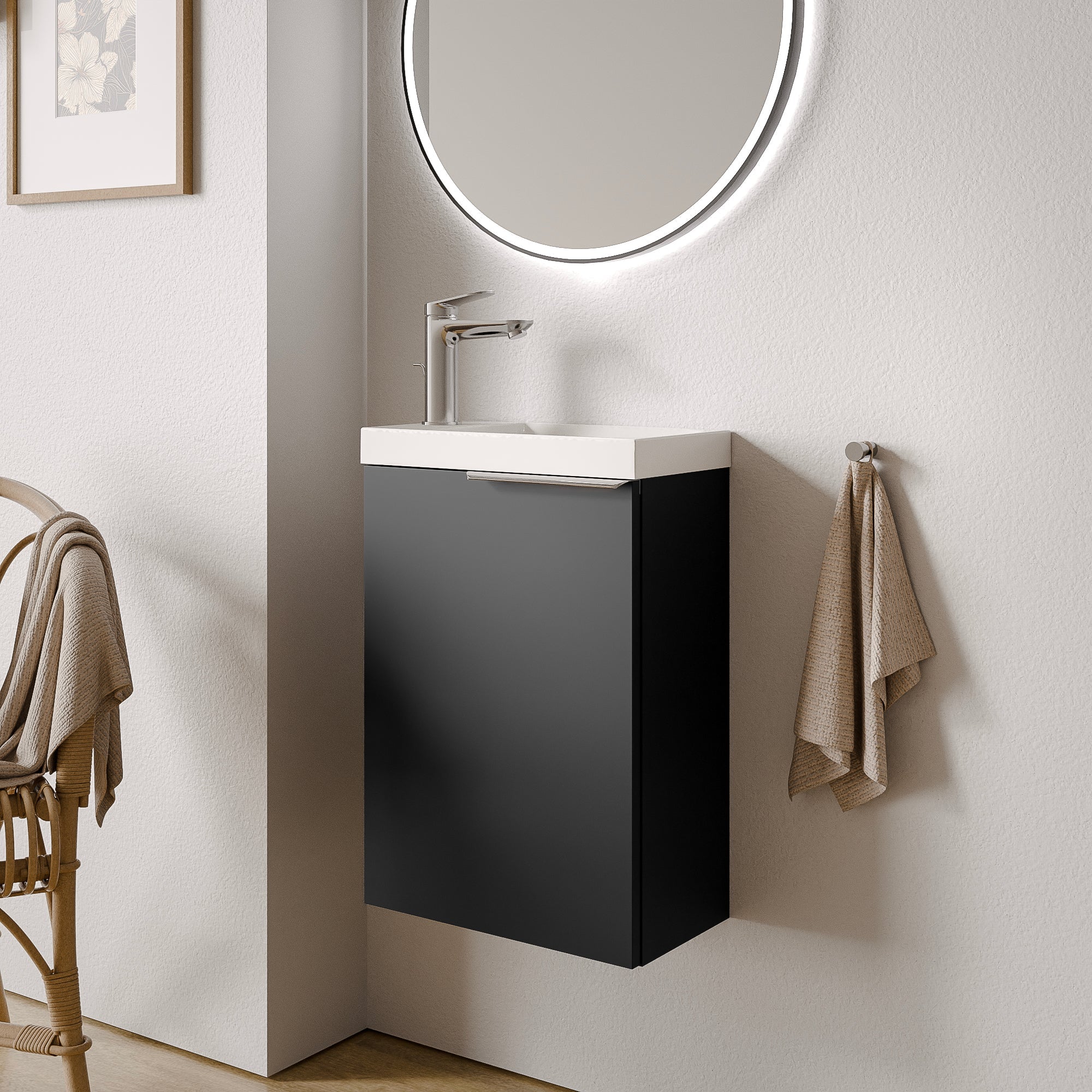 Ensemble de meubles de salle de bain WC invités TIM 40 cm avec lavabo