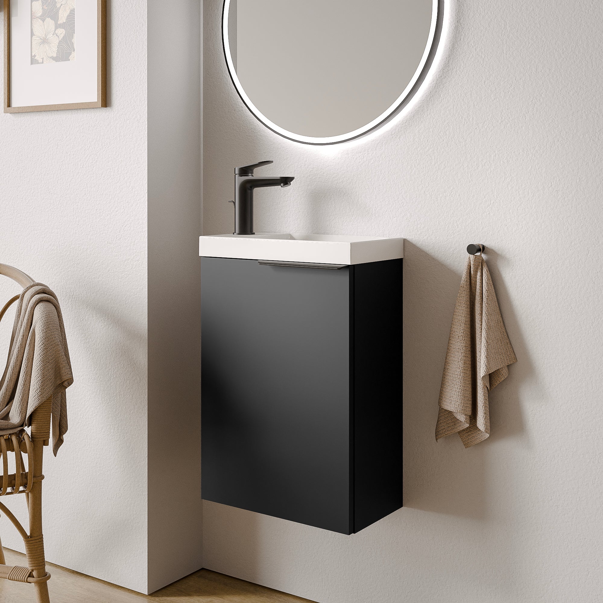 Ensemble de meubles de salle de bain WC invités TIM 40 cm avec lavabo