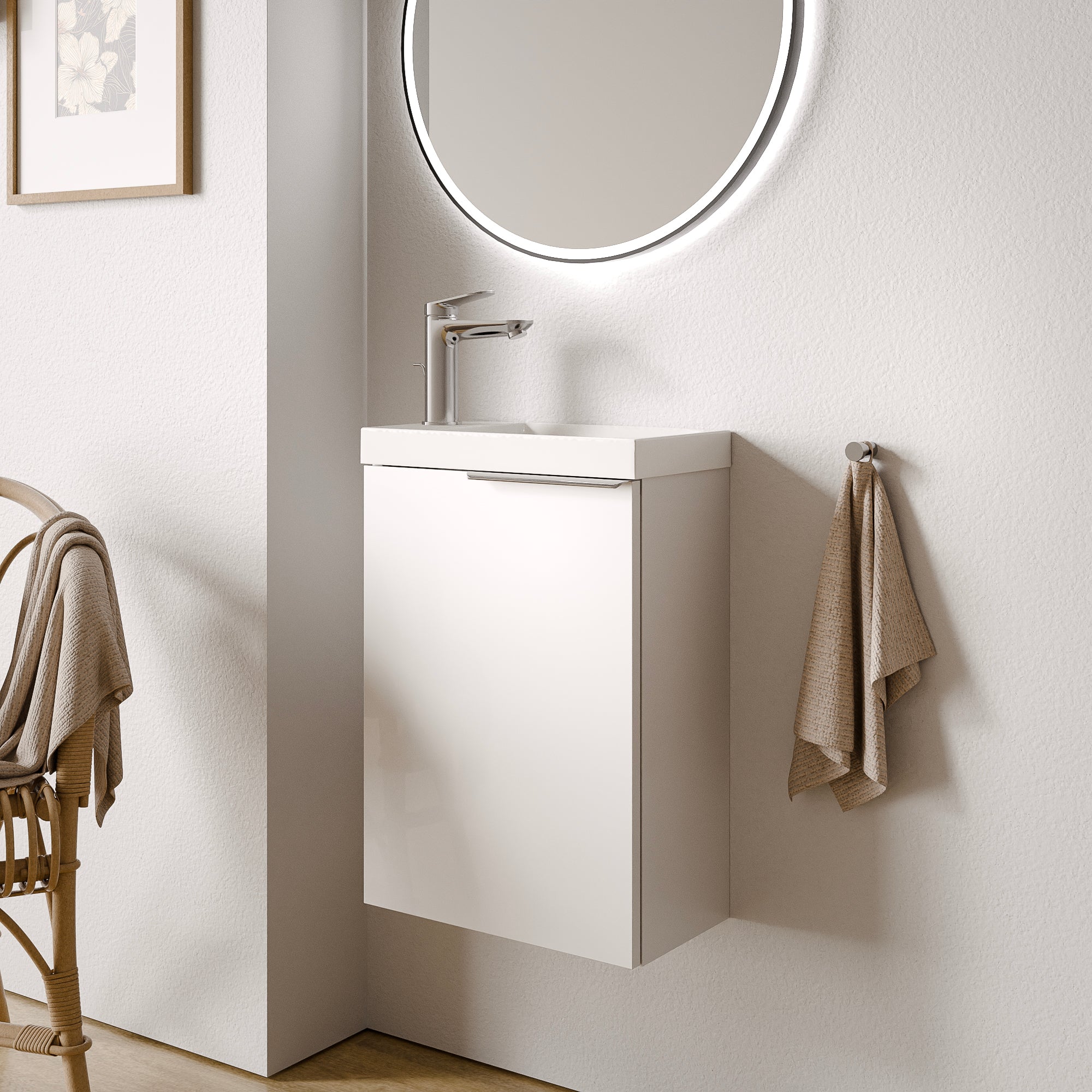 Ensemble de meubles de salle de bain WC invités TIM 40 cm avec lavabo