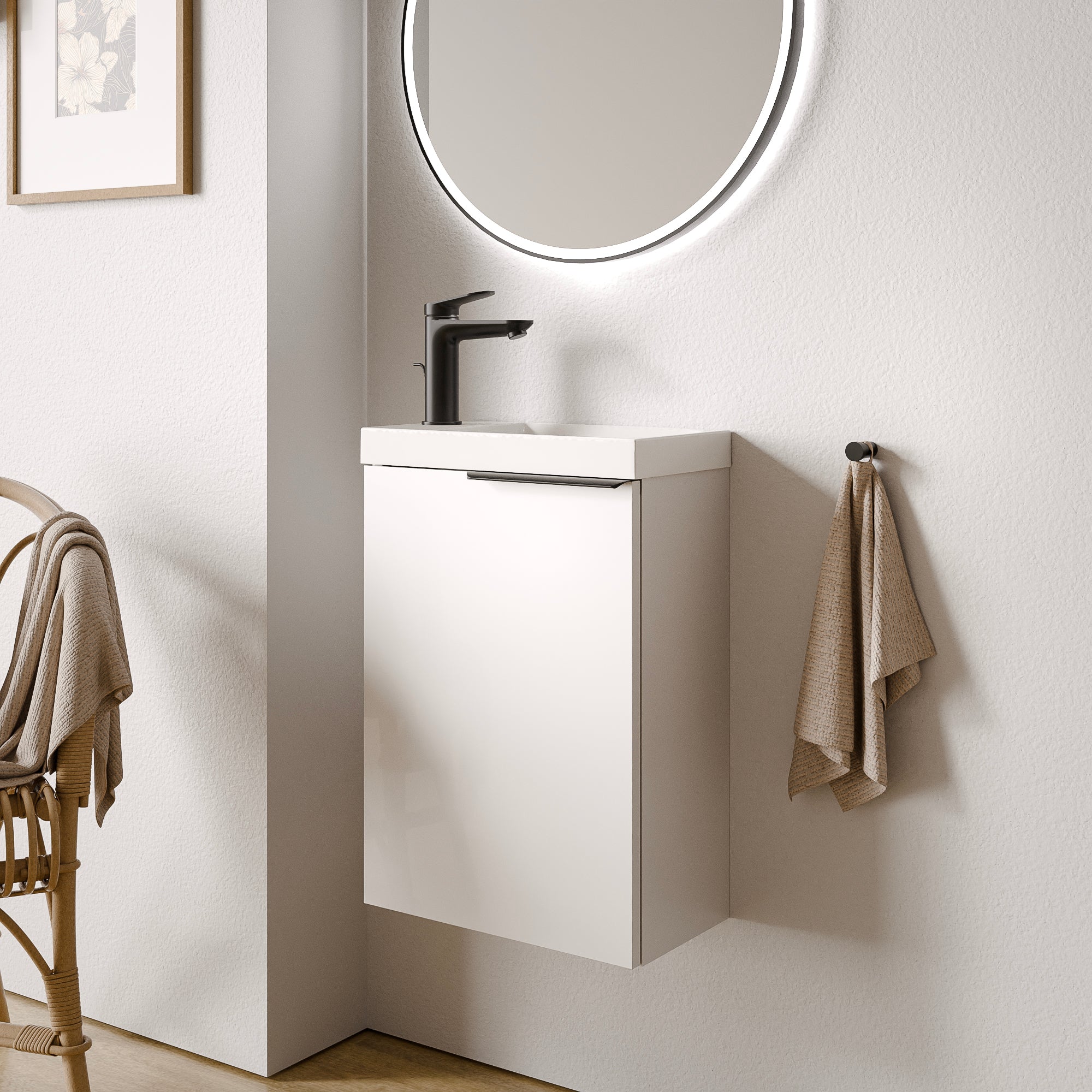 Ensemble de meubles de salle de bain WC invités TIM 40 cm avec lavabo