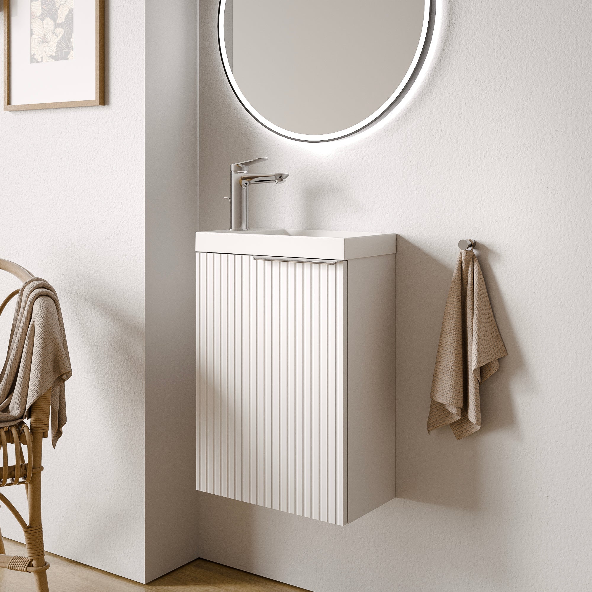 Ensemble de meubles de salle de bain WC invités TIM 40 cm avec lavabo