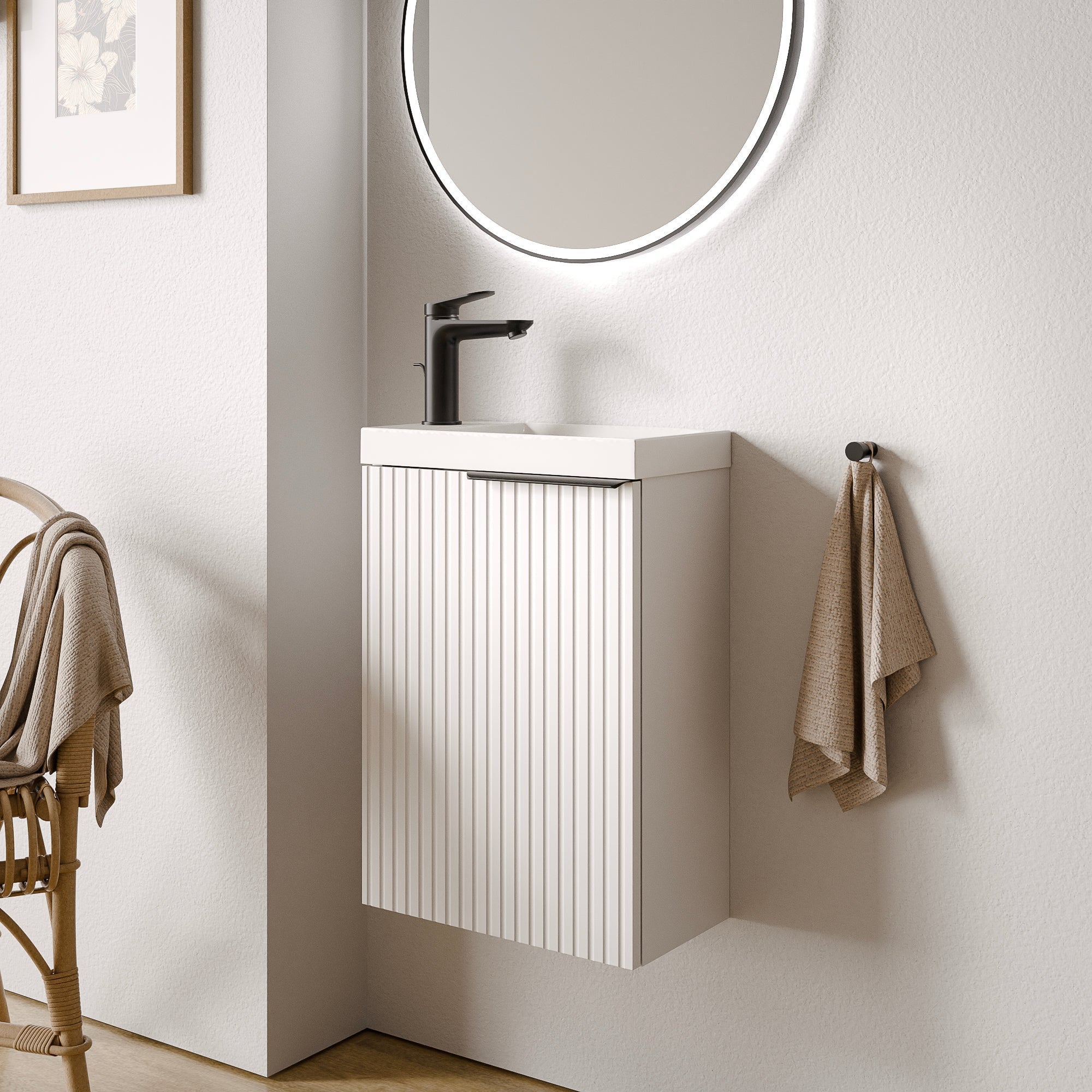 Ensemble de meubles de salle de bain WC invités TIM 40 cm avec lavabo