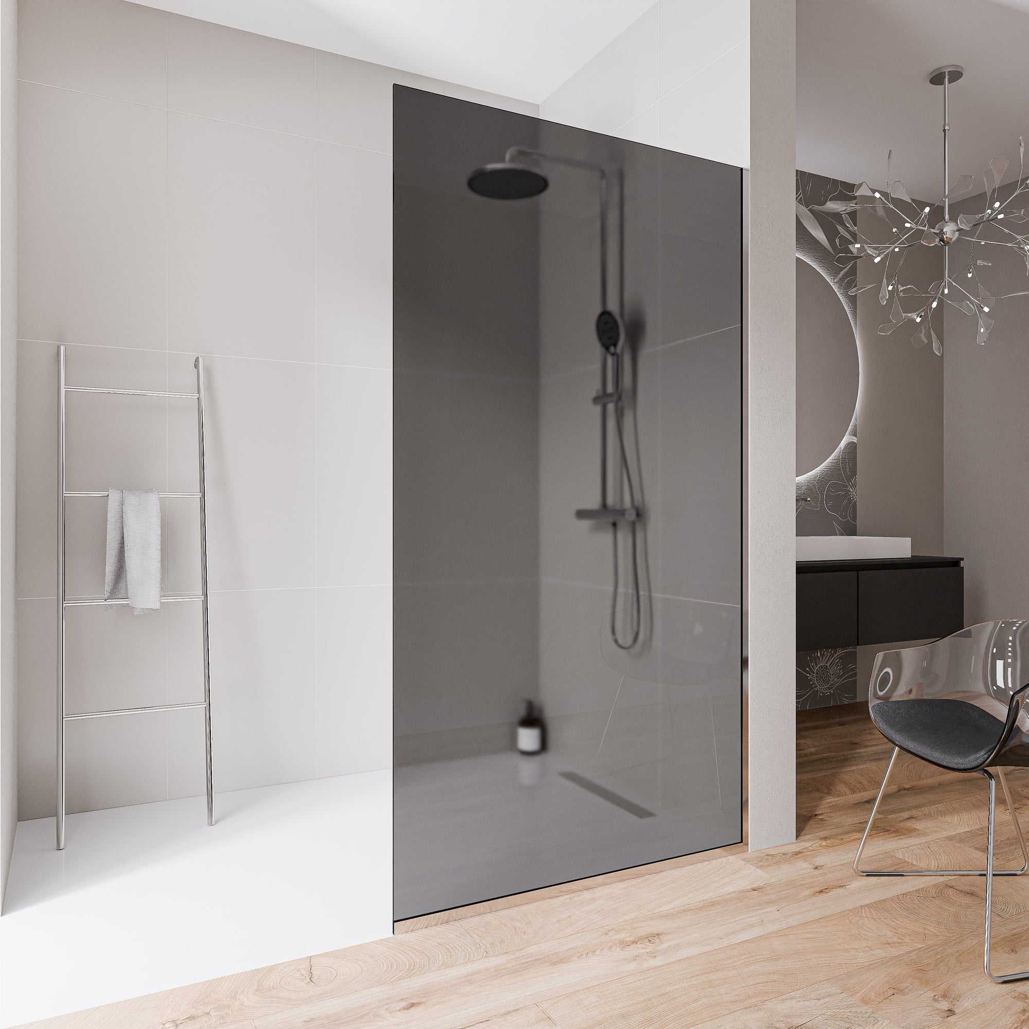 Paroi de douche à l'italienne EX102-2 - Verre nano gris 10 mm