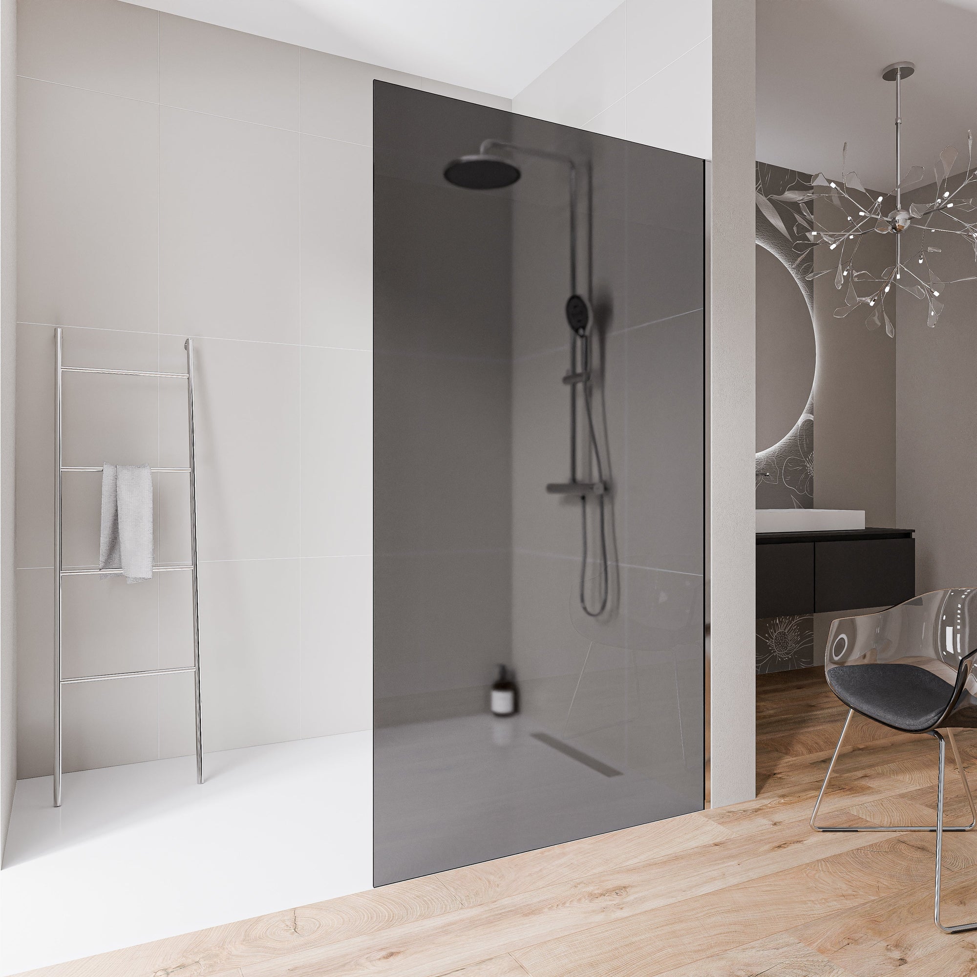 Paroi de douche à l'italienne EX102-2 - Verre nano gris 10 mm