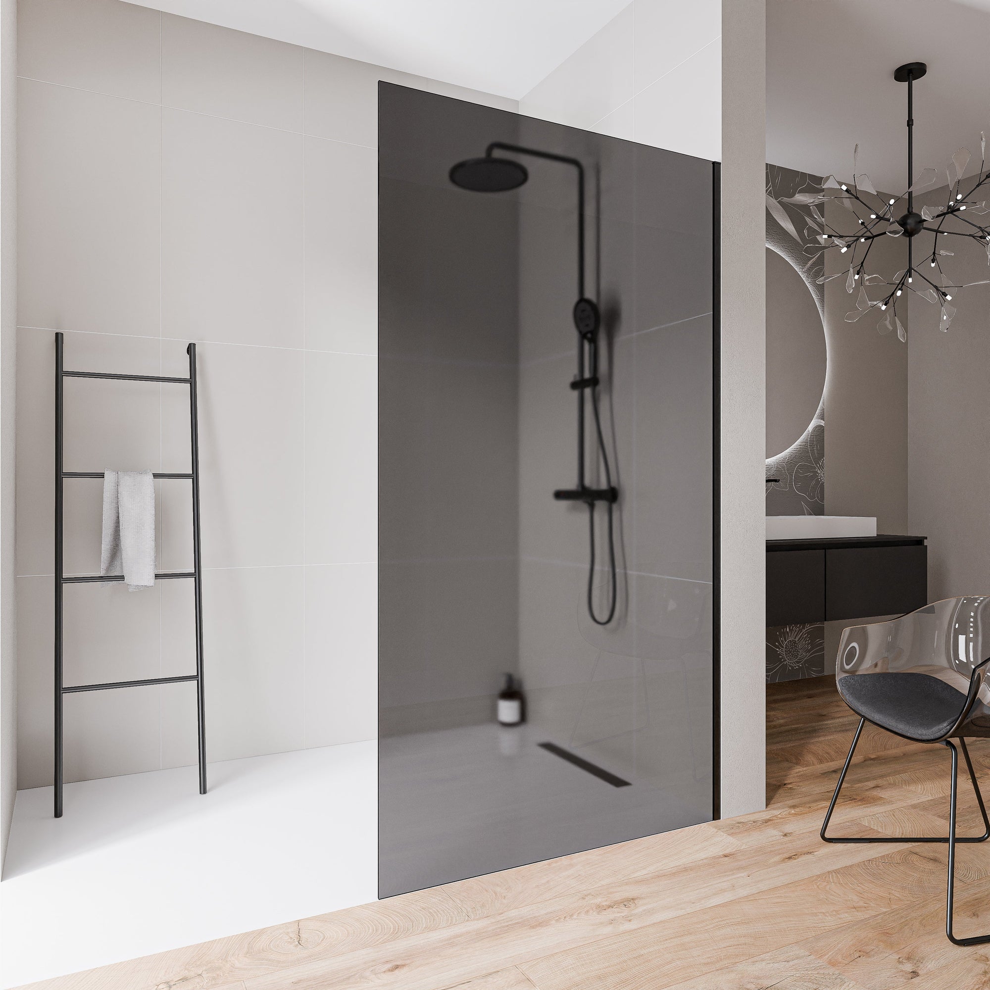 Paroi de douche à l'italienne Nano Verre gris EX102-2