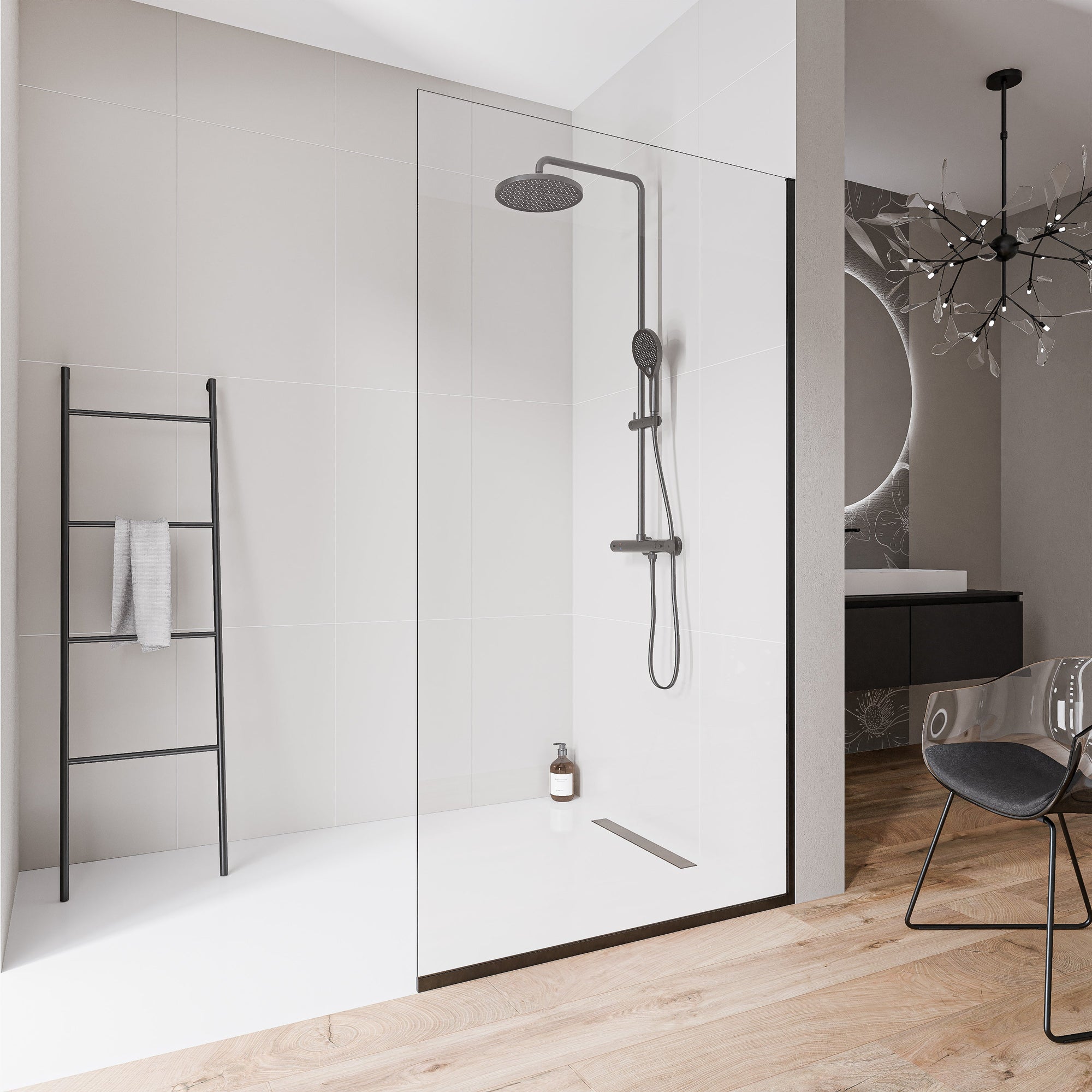 Paroi de douche à l'italienne EX102-2 - Verre nano 10 mm