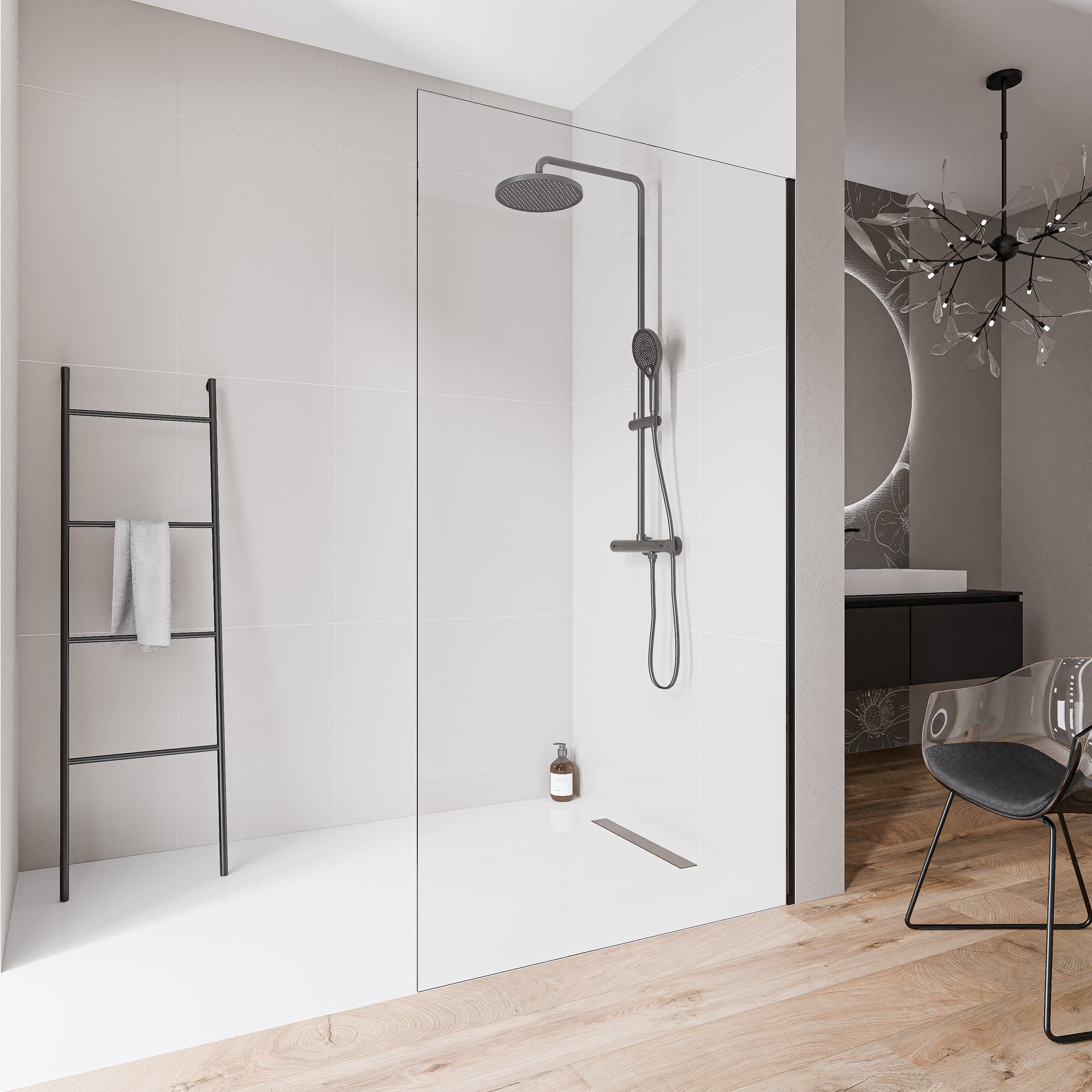 Paroi de douche à l'italienne EX102-2 - Verre nano 10 mm