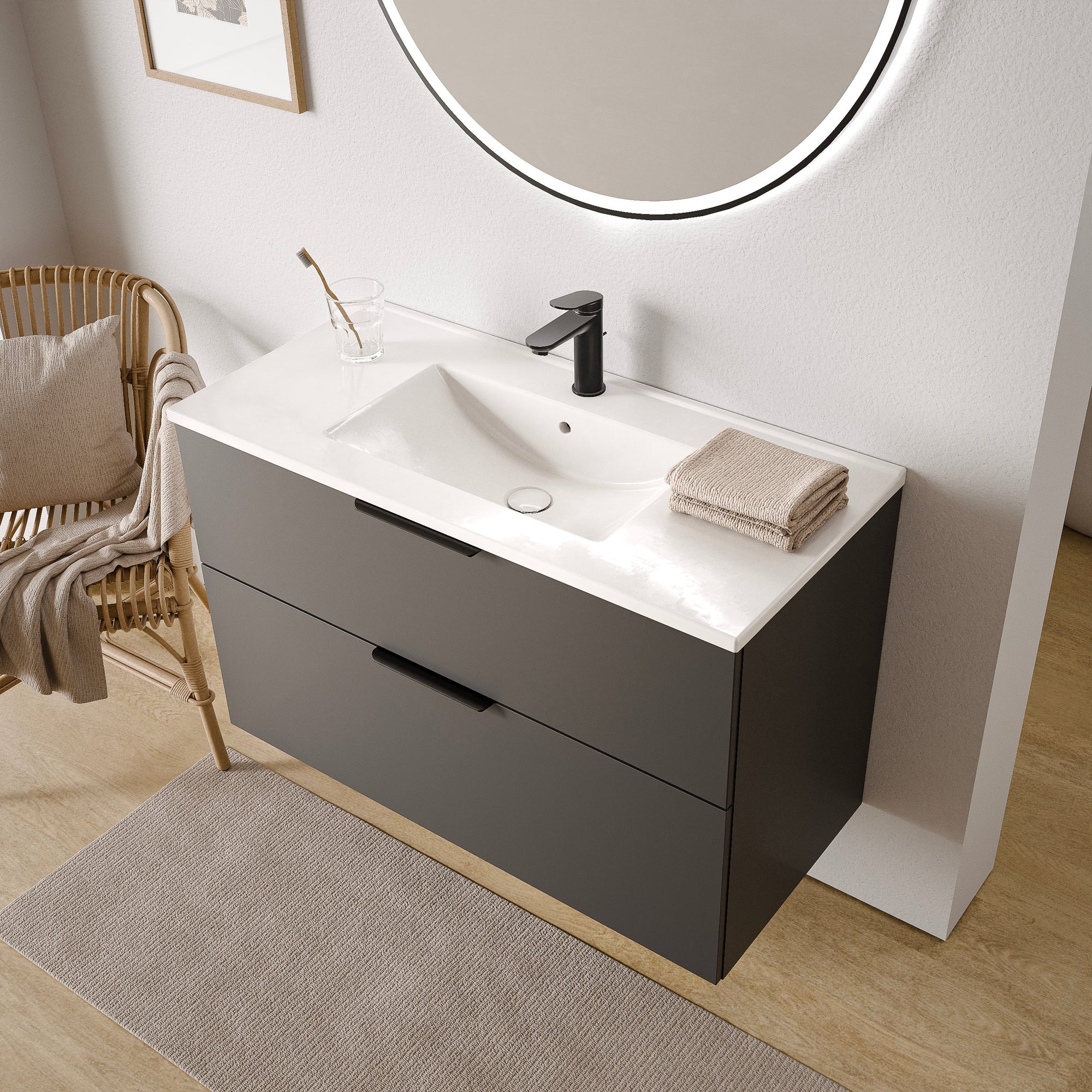 Ensemble de meubles de salle de bain TIM 100 cm avec lavabo