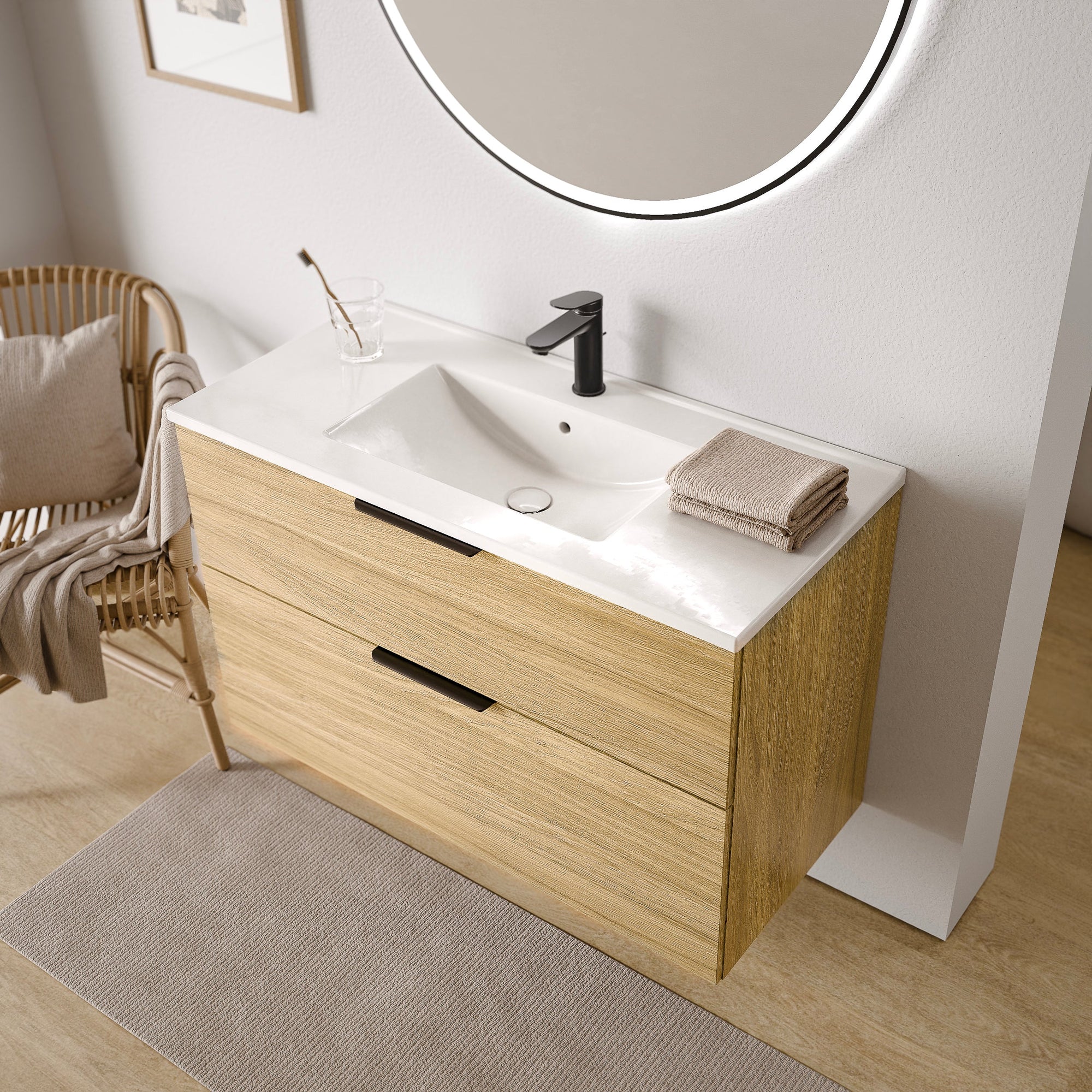 Ensemble de meubles de salle de bain TIM 100 cm avec lavabo