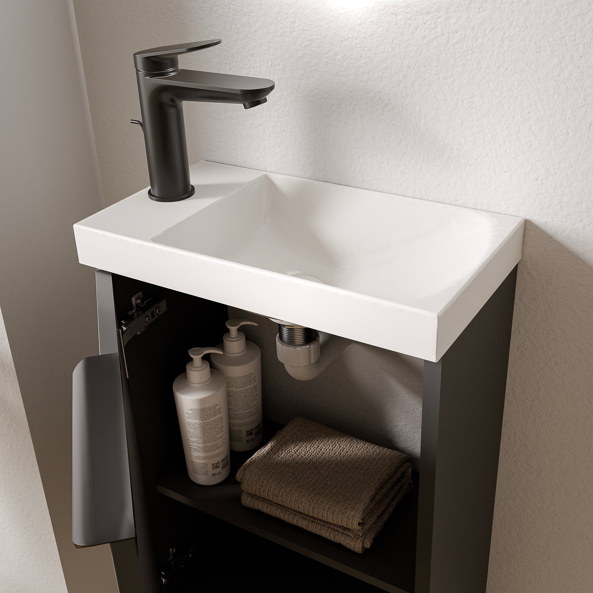 Ensemble de meubles de salle de bain WC invités TIM 40 cm avec lavabo