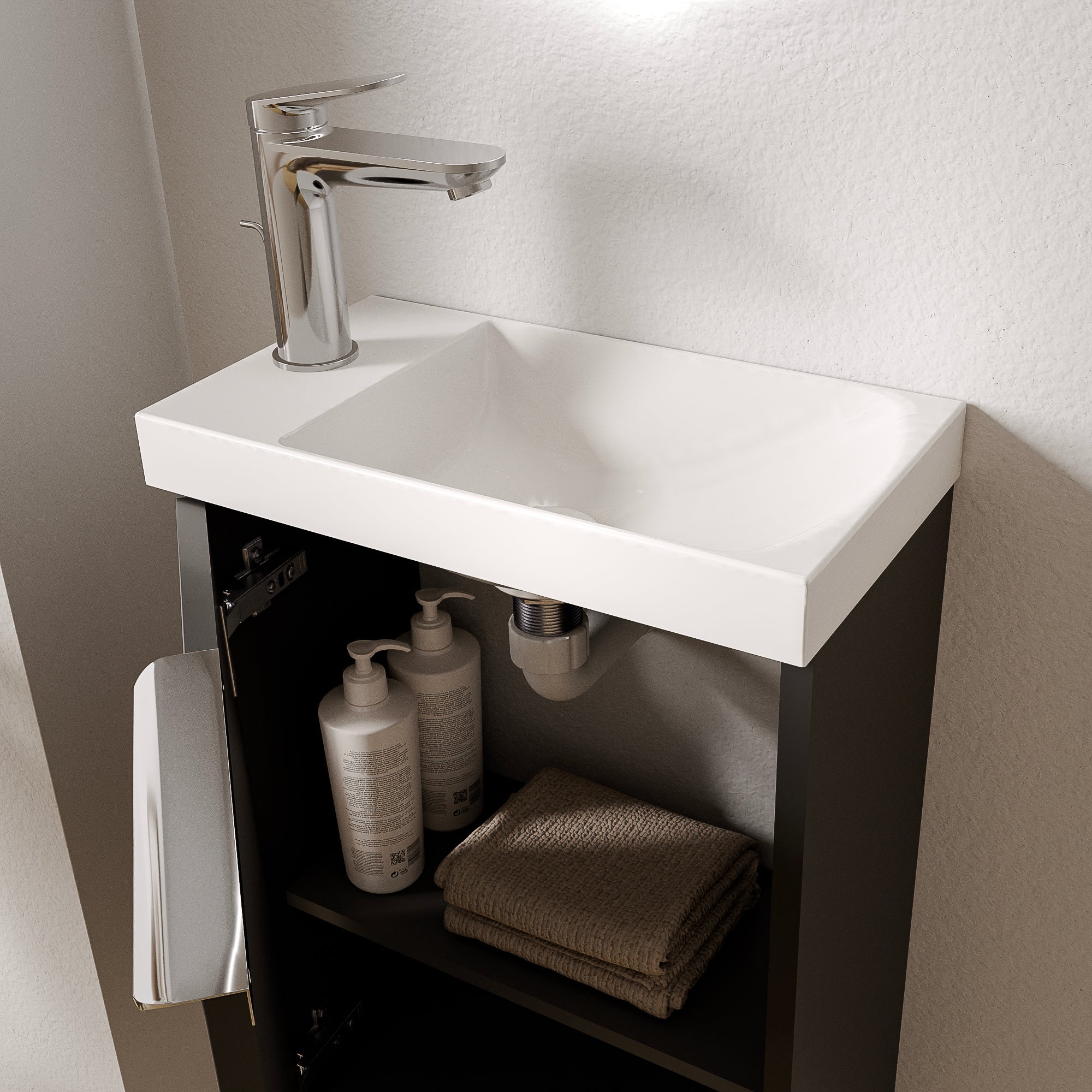 Ensemble de meubles de salle de bain WC invités TIM 40 cm avec lavabo