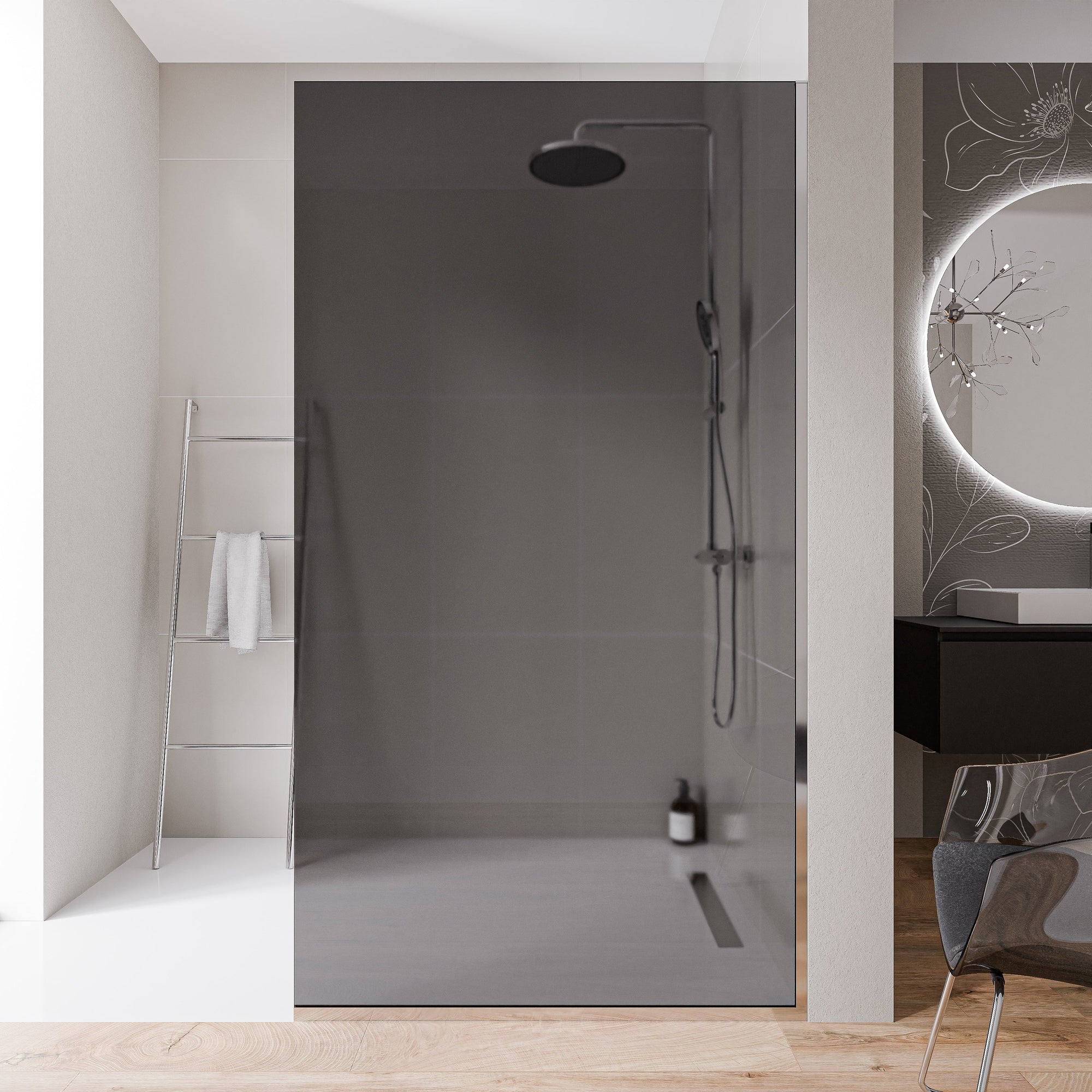 Paroi de douche à l'italienne EX102-2 - Verre nano gris 10 mm