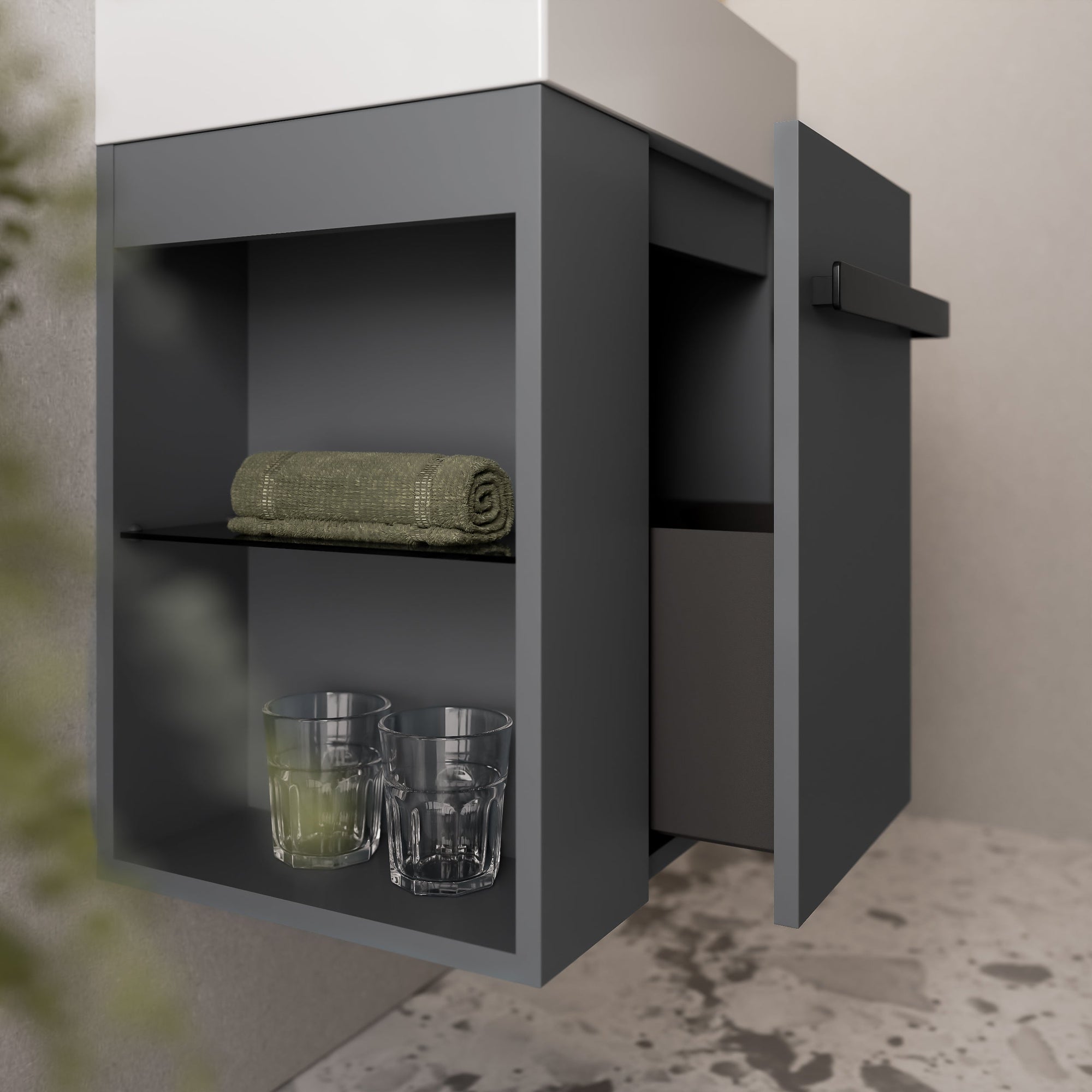 Ensemble de meubles de salle de bain pour WC invités COMPACT 45 cm avec lavabo