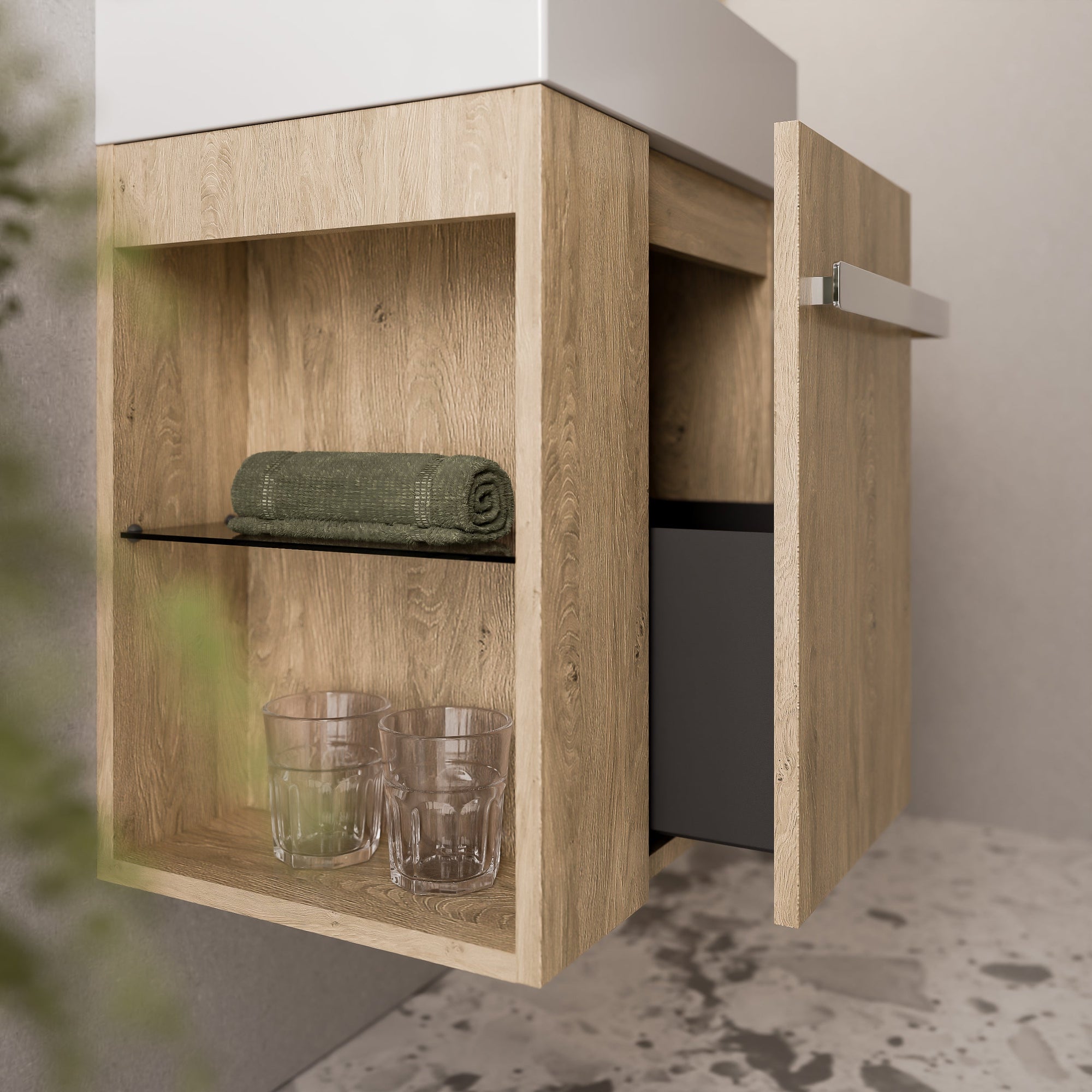 Ensemble de meubles de salle de bain pour WC invités COMPACT 45 cm avec lavabo