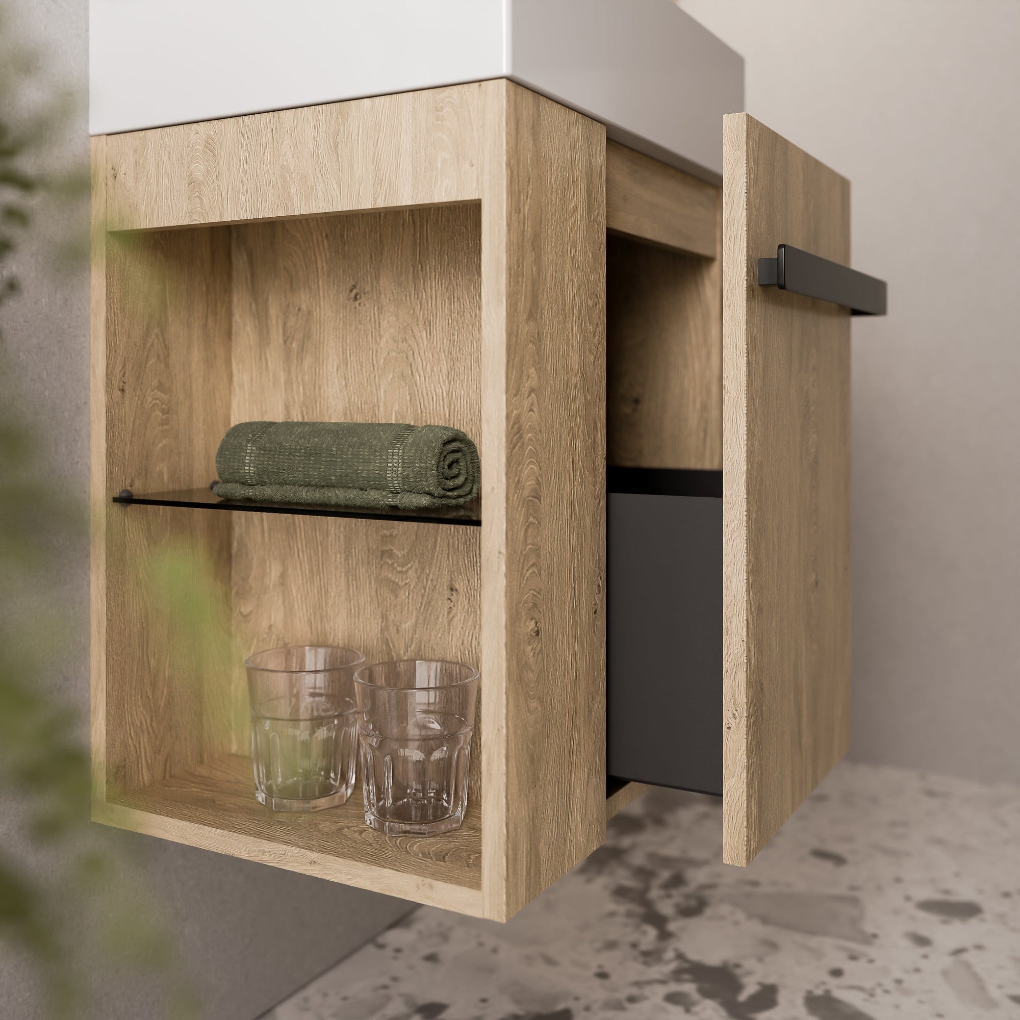 Ensemble de meubles de salle de bain pour WC invités COMPACT 45 cm avec lavabo