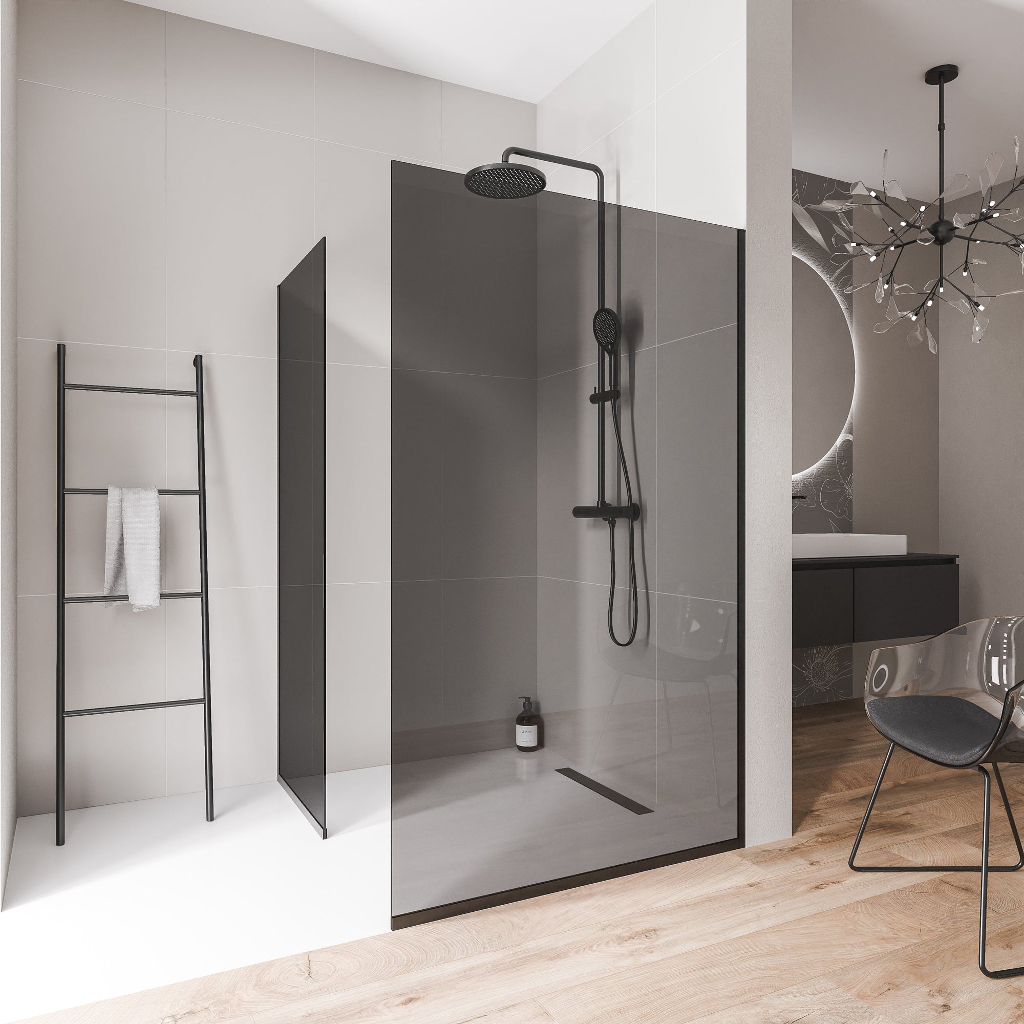 Parois de douche à l'italienne EX102 - Verre nano 10 mm gris