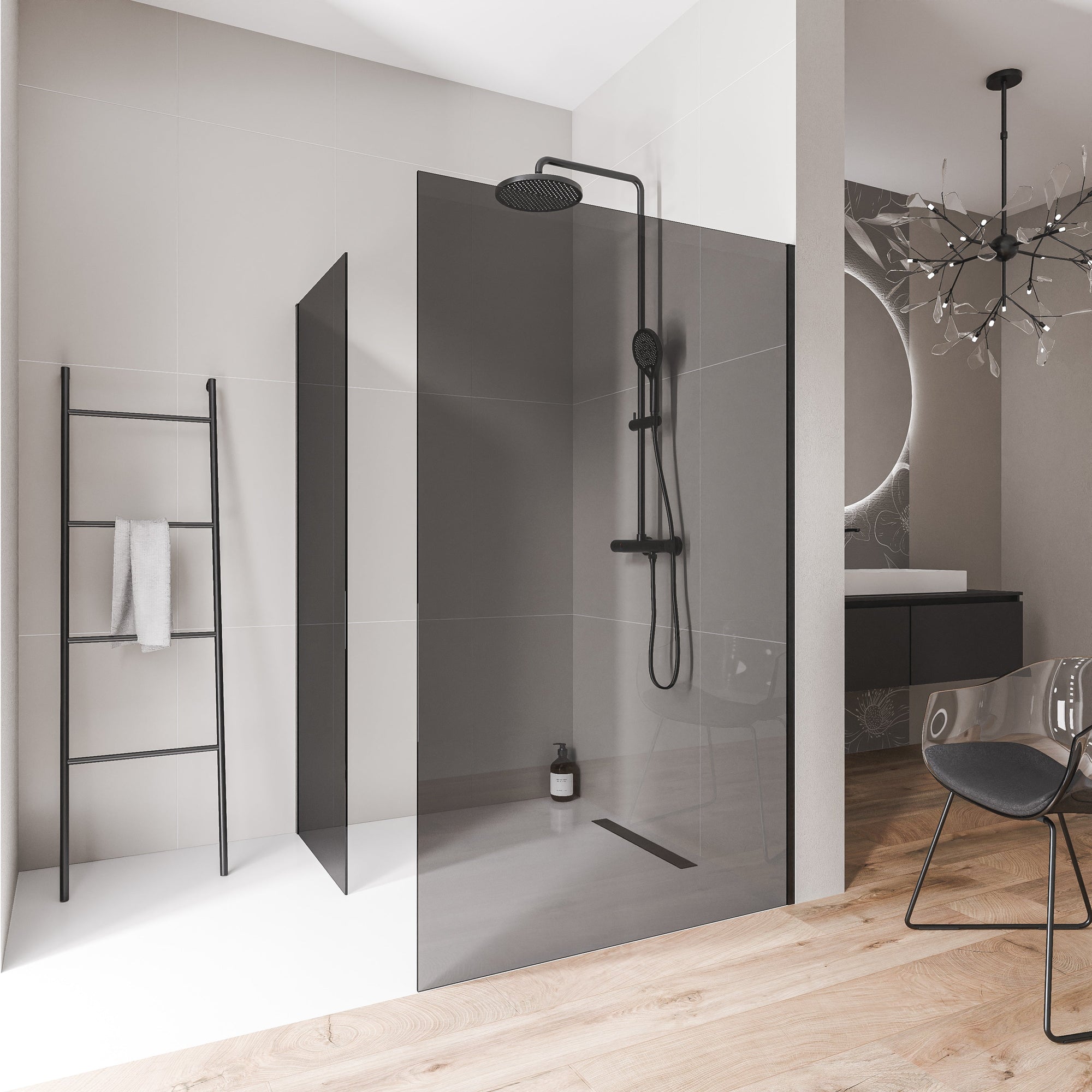 Parois de douche à l'italienne EX102 - Verre nano 10 mm gris