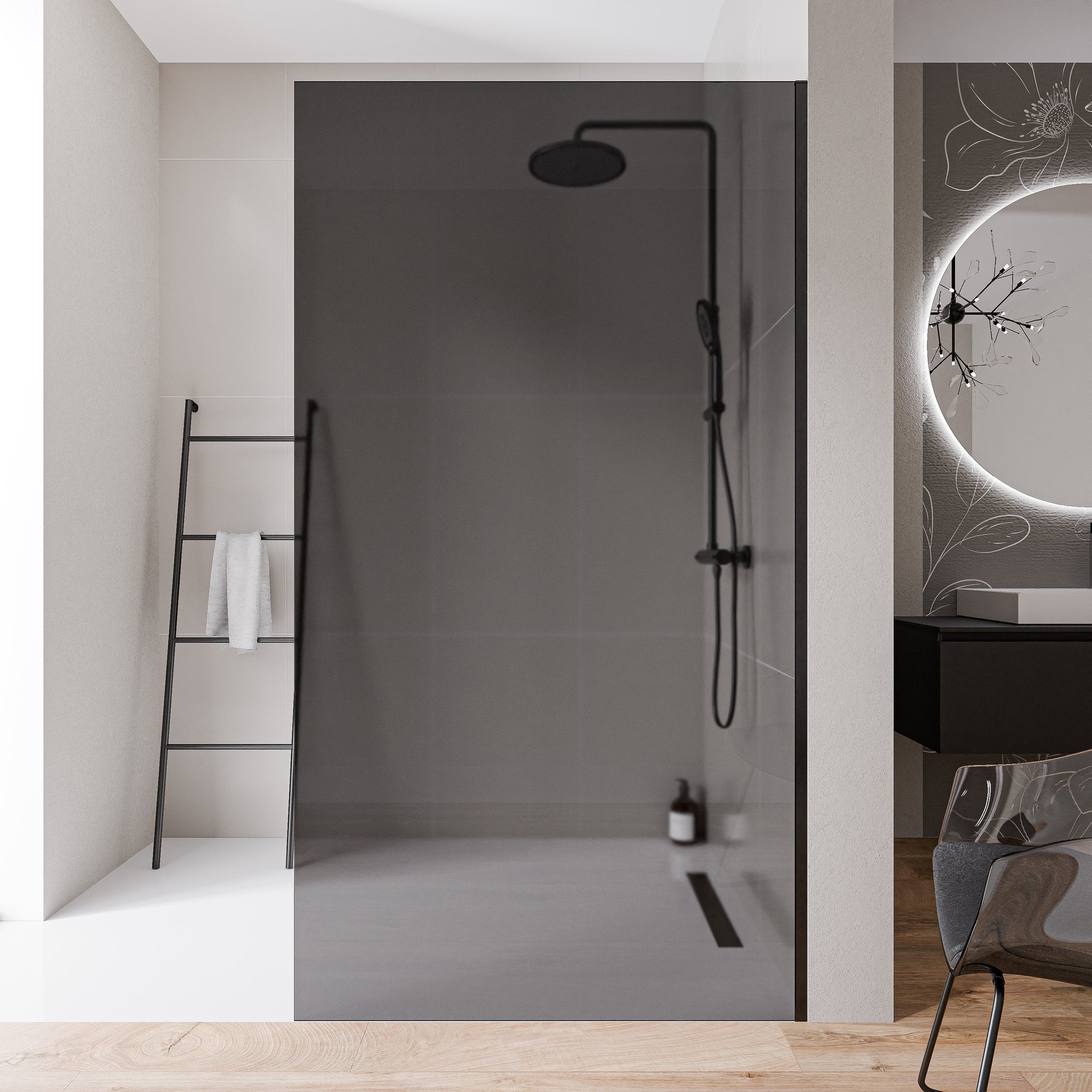 Paroi de douche à l'italienne Nano Verre gris EX102-2