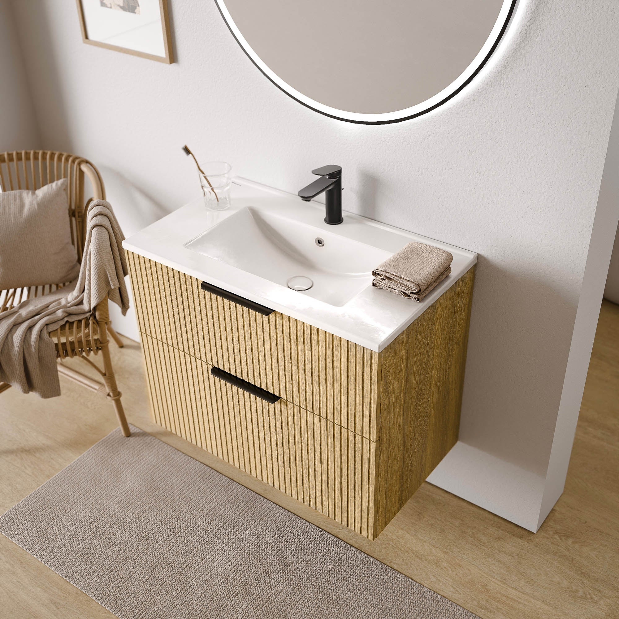 Ensemble de meubles de salle de bain TIM 80 cm avec vasque en céramique