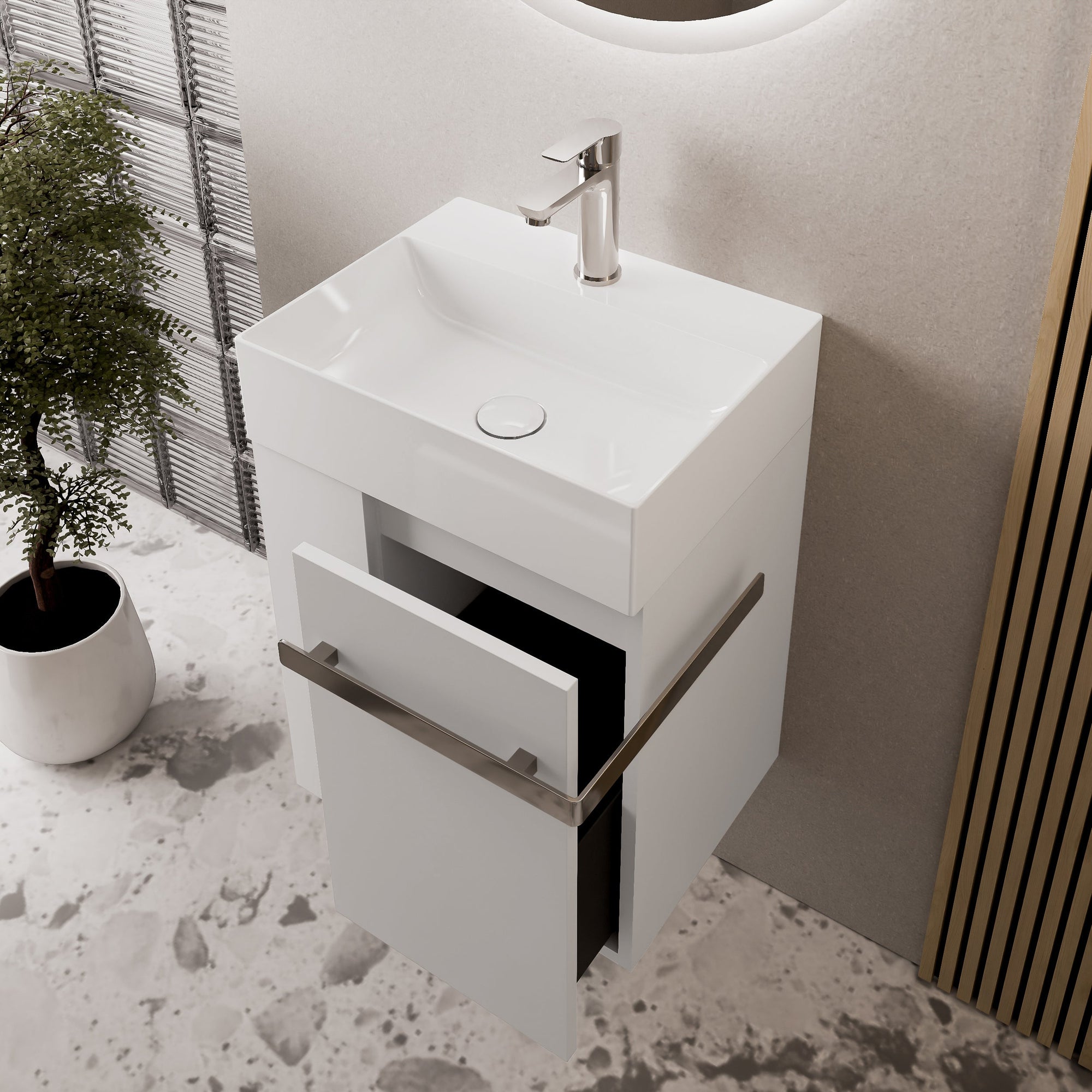 Ensemble de meubles de salle de bain pour WC invités COMPACT 45 cm avec lavabo