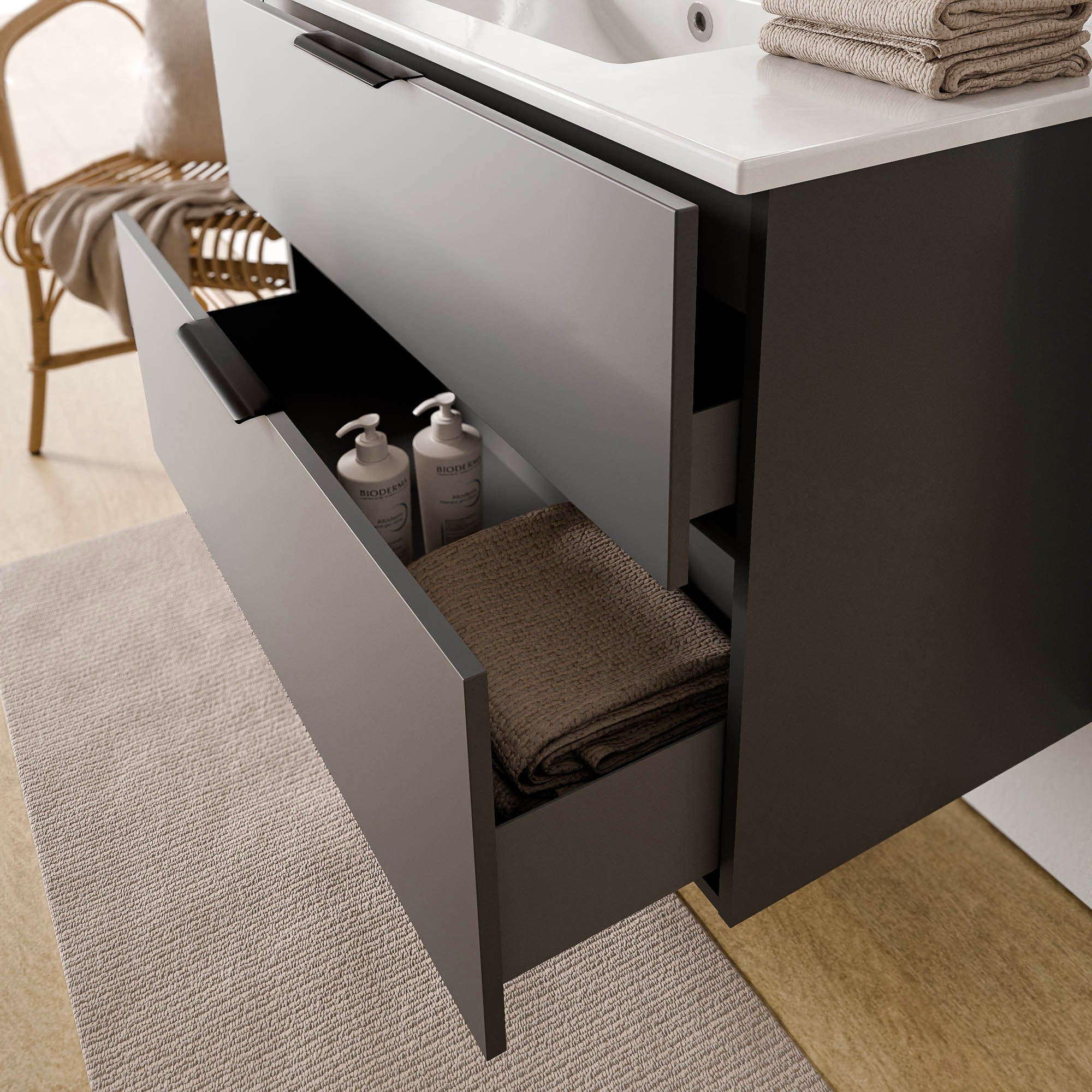 Ensemble de meubles de salle de bain TIM 80 cm avec vasque en céramique