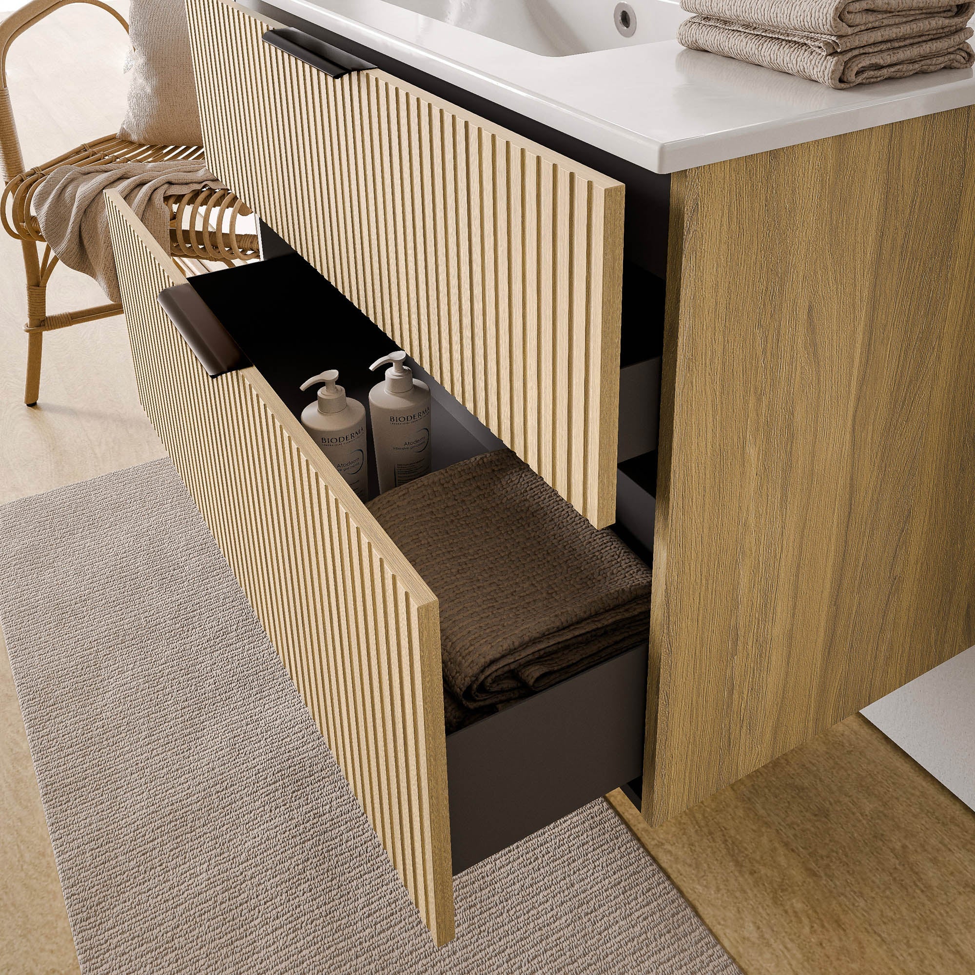 Ensemble de meubles de salle de bain TIM 80 cm avec vasque en céramique