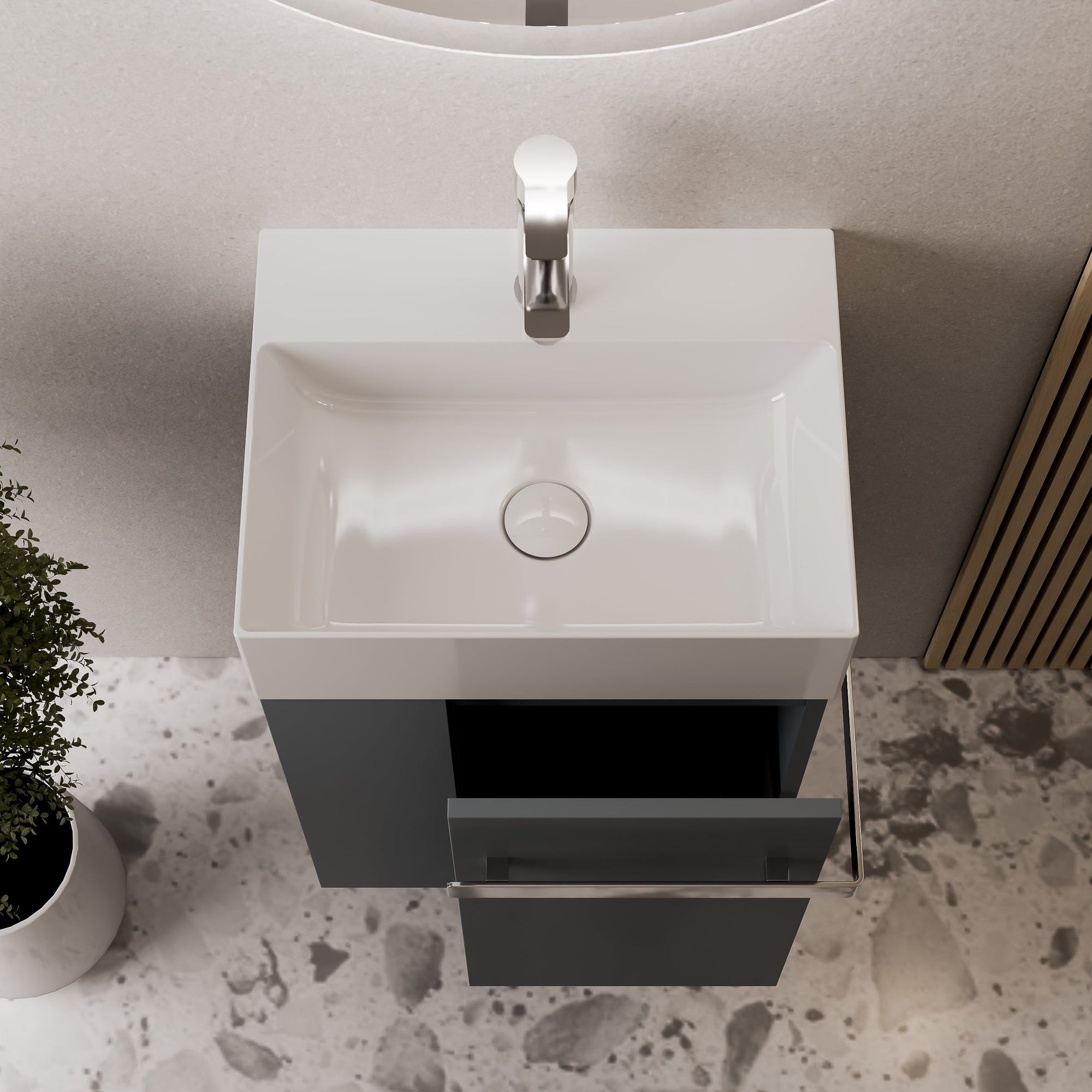 Ensemble de meubles de salle de bain pour WC invités COMPACT 45 cm avec lavabo