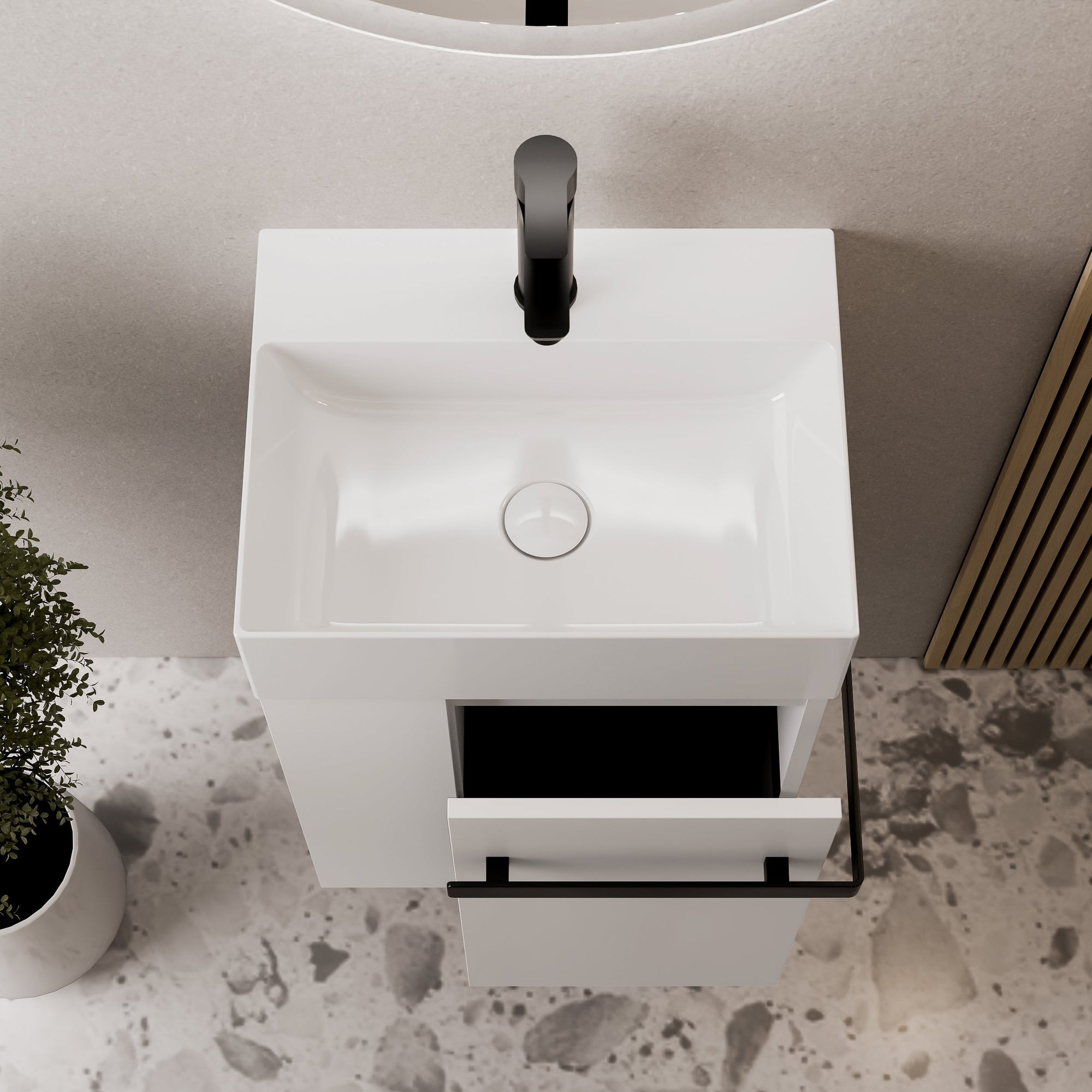 Ensemble de meubles de salle de bain pour WC invités COMPACT 45 cm avec lavabo